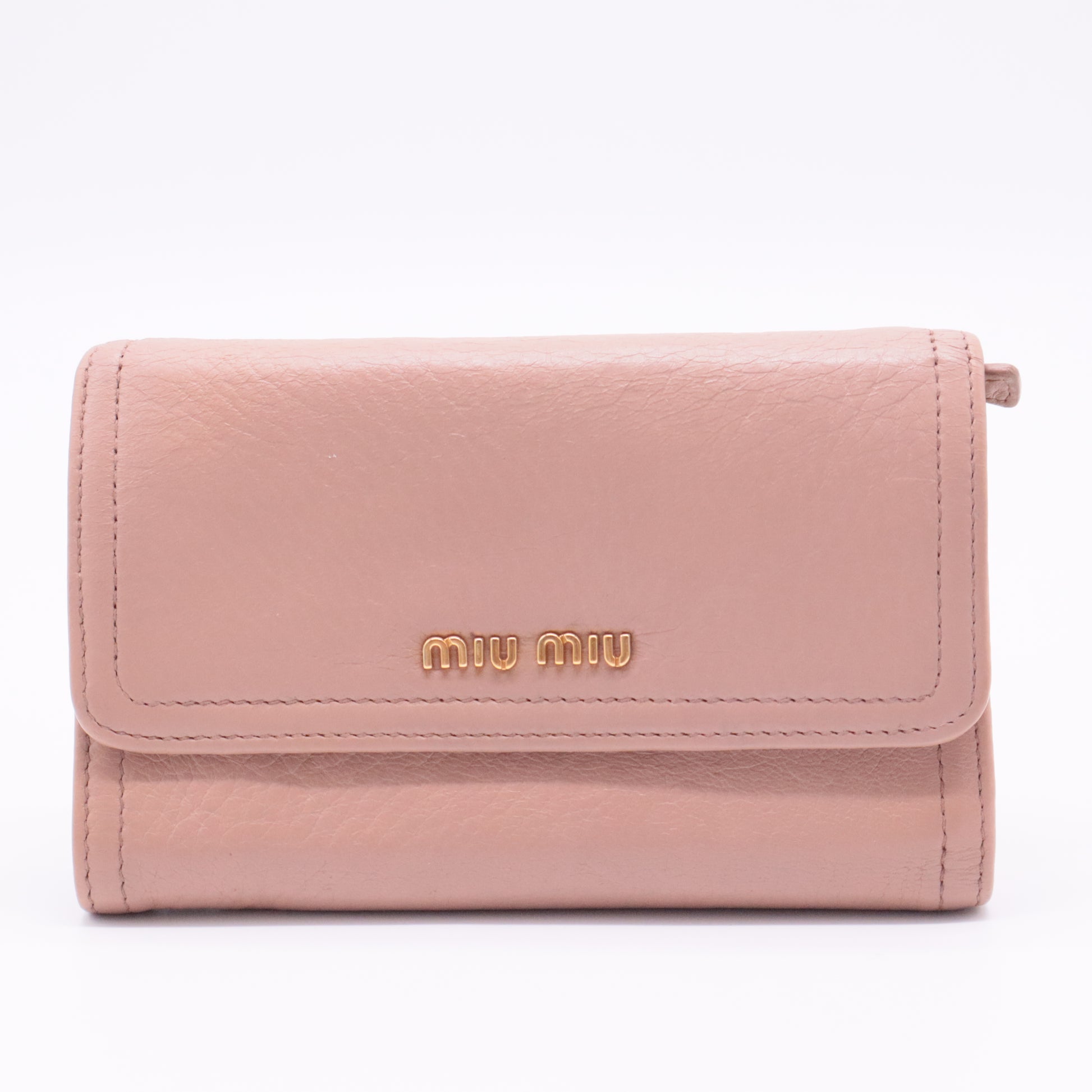 Pink Trifold Leather Wallet