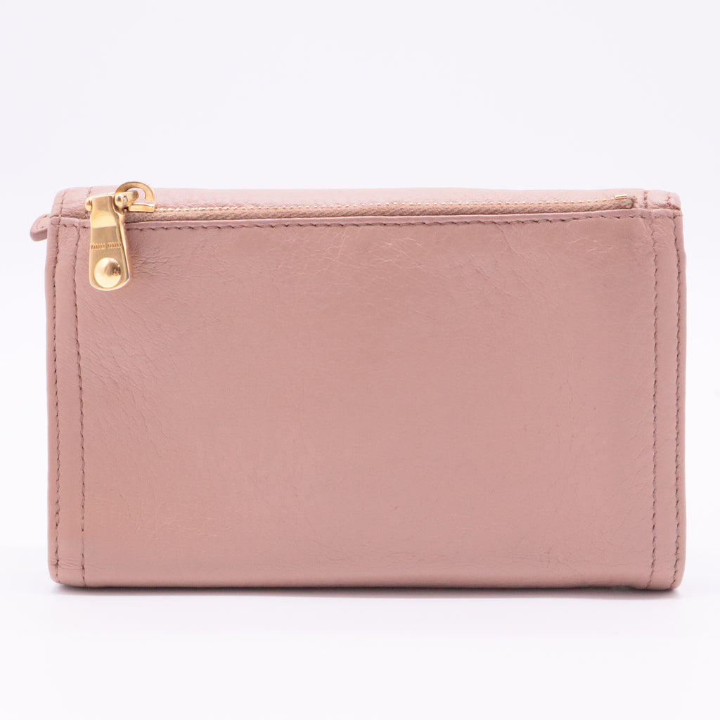 Pink Trifold Leather Wallet