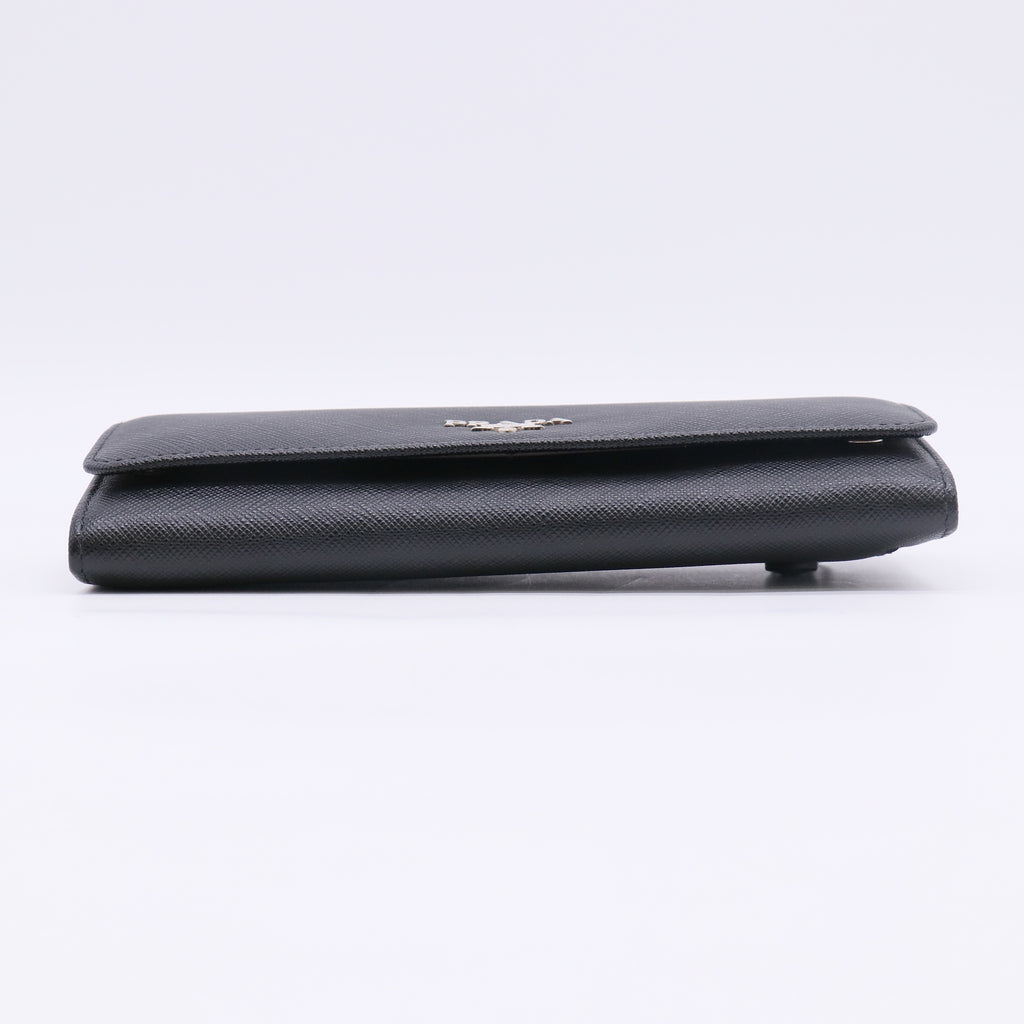 Black Saffiano Continental Flap Wallet W22710