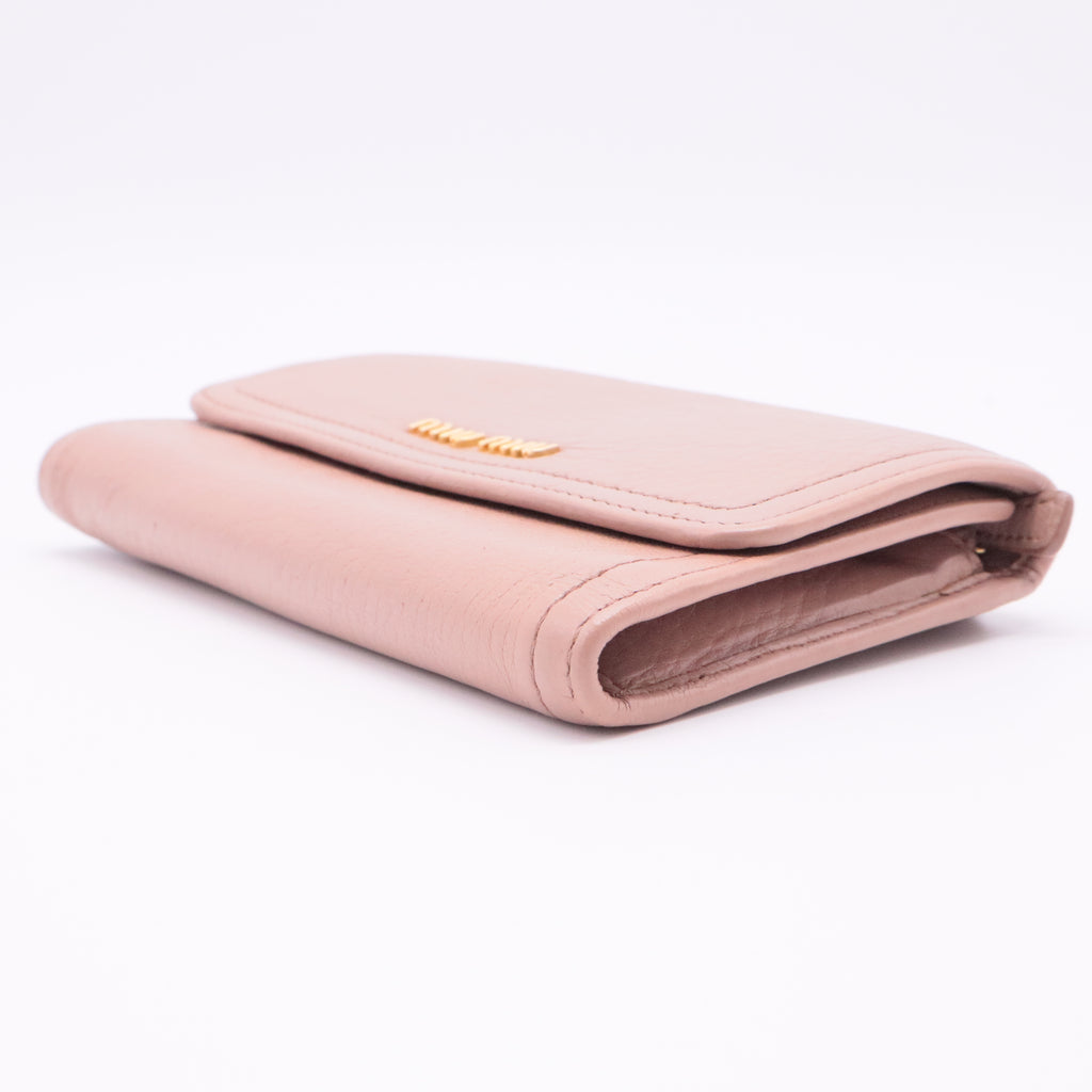 Pink Trifold Leather Wallet