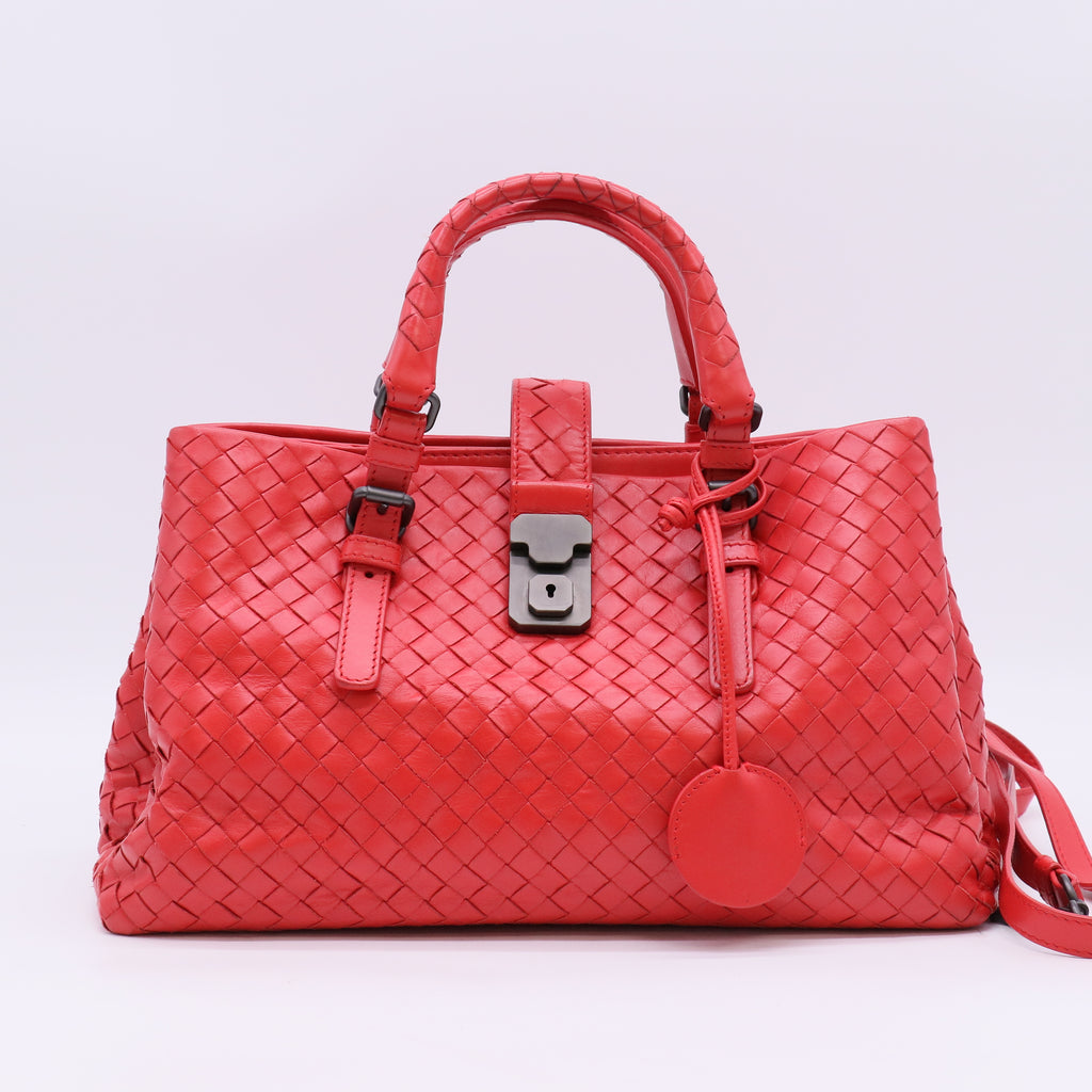 Nappa Intrecciato Small Roma Tote Red B23994
