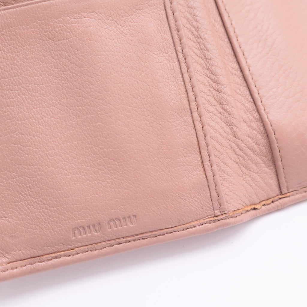 Pink Trifold Leather Wallet