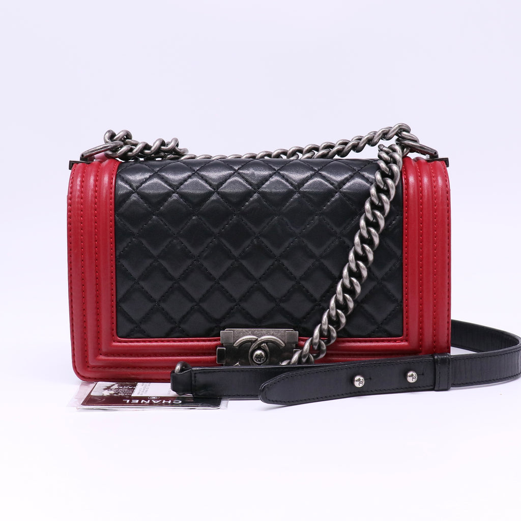 Boy Red/Black Leather Shoulder Bag Twins LDJ4446