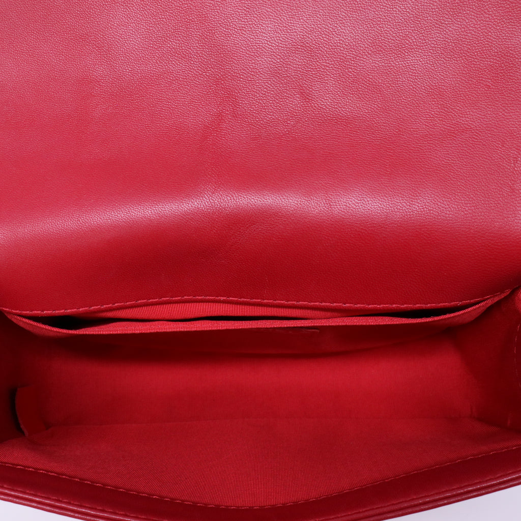 Boy Red/Black Leather Shoulder Bag Twins LDJ4446