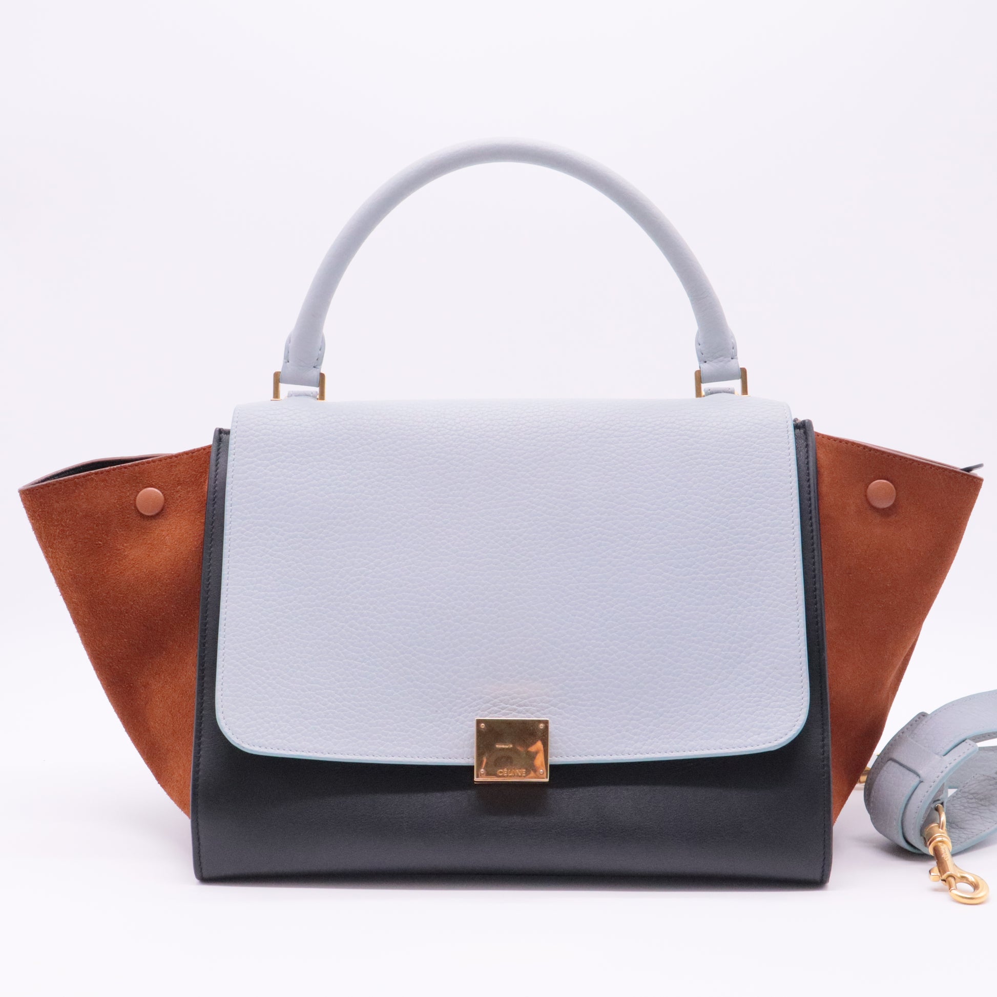 Tricolor Calfskin Small Trapeze Bag