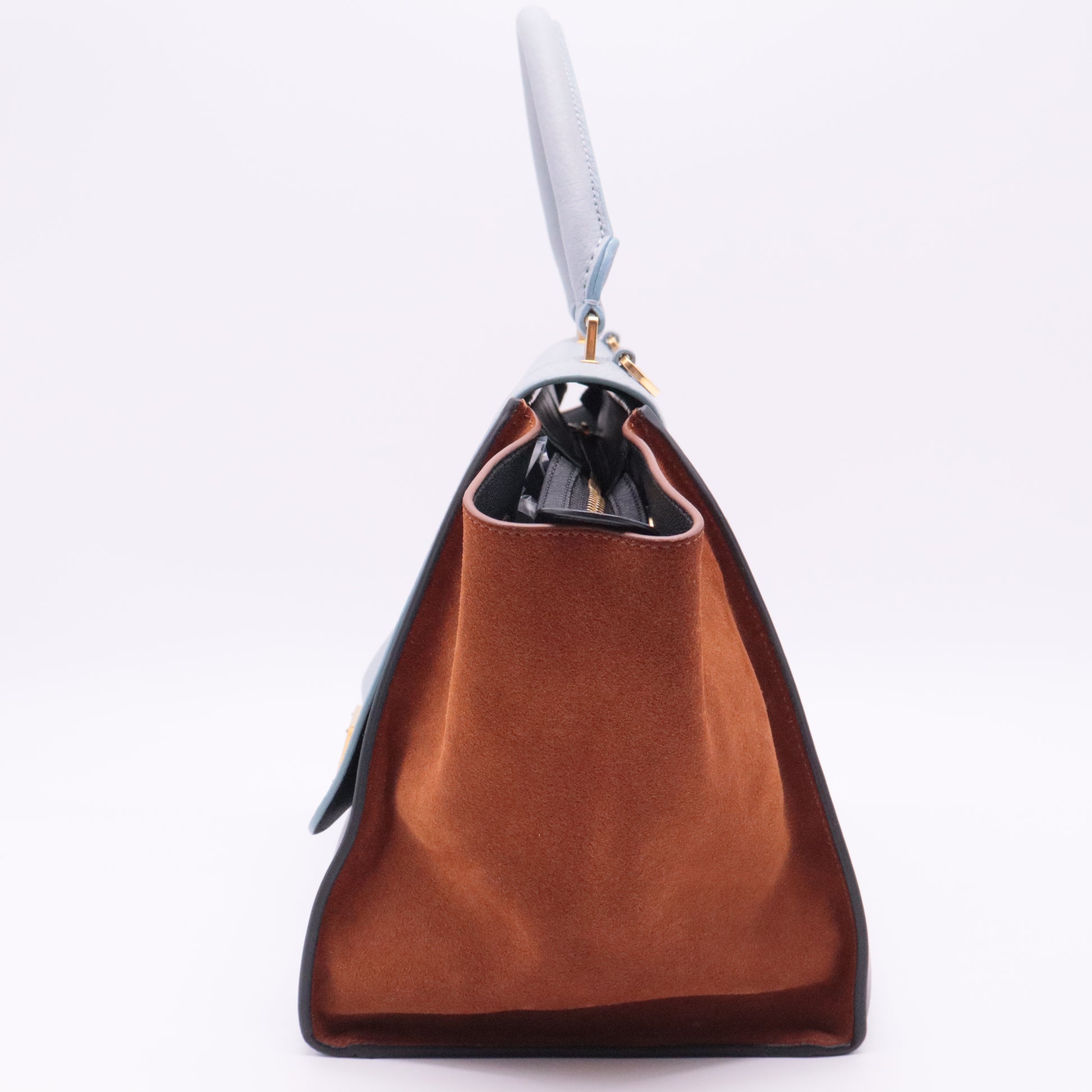Tricolor Calfskin Small Trapeze Bag