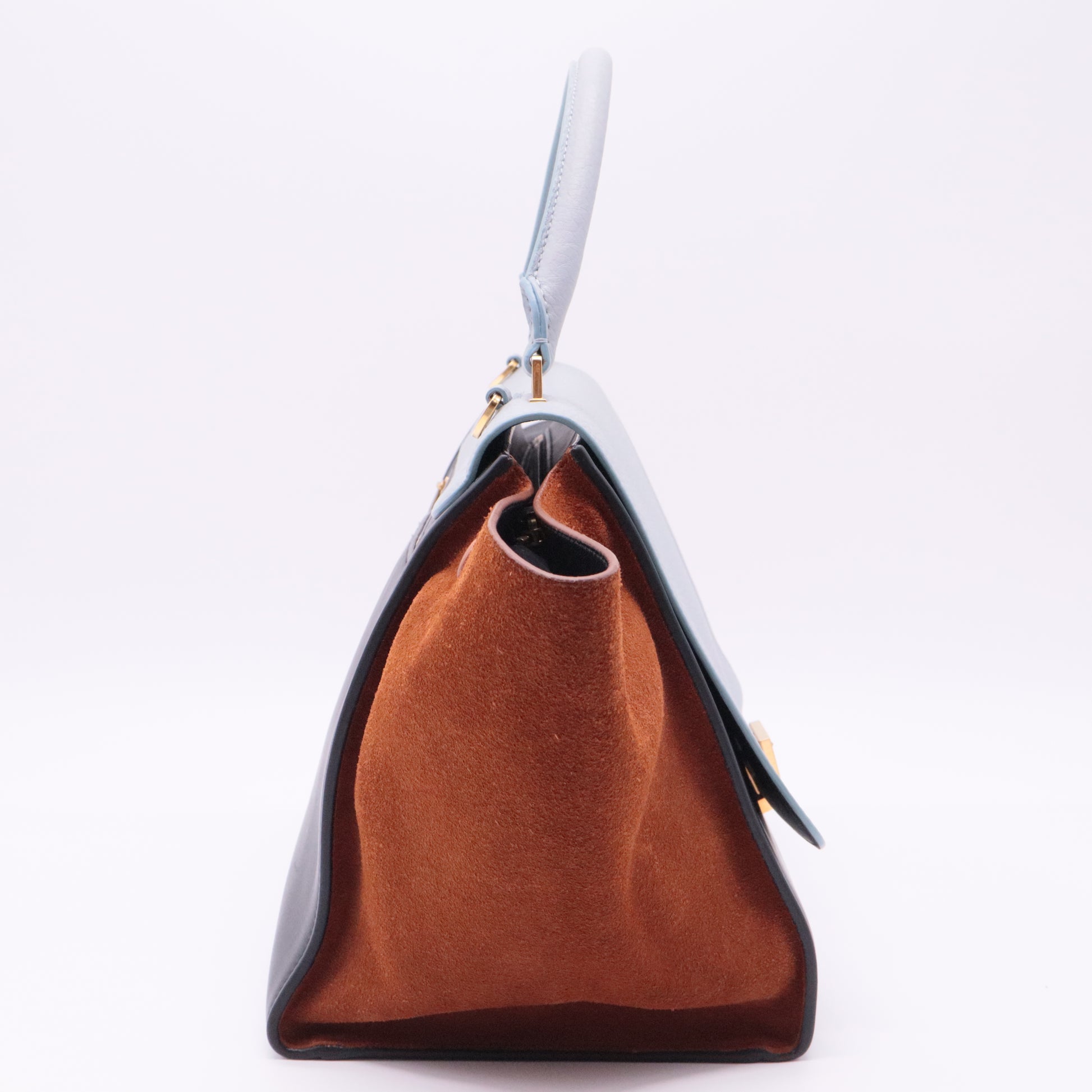 Tricolor Calfskin Small Trapeze Bag