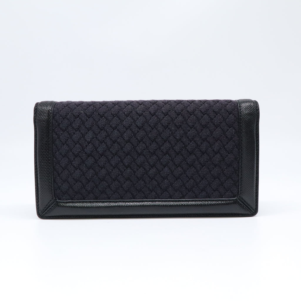 Intrecciato Clutch Knot Chain Shoulder Bag Wool Calfskin Snakeskin B22512