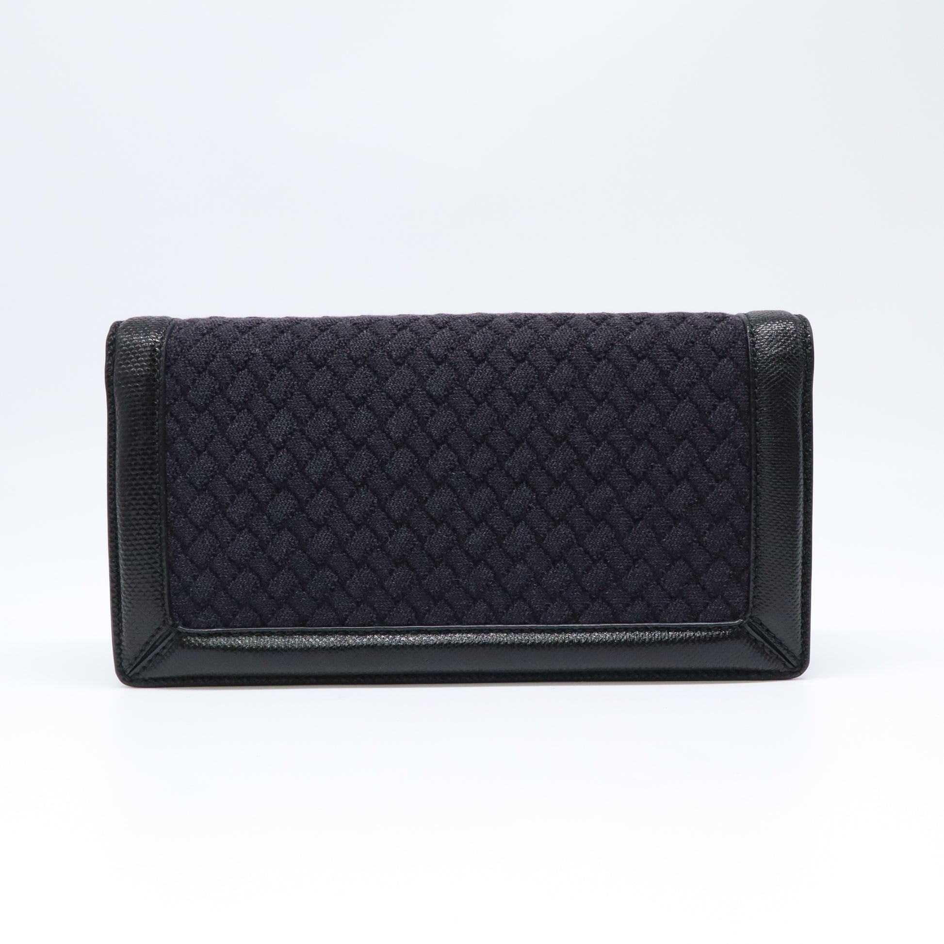 Intrecciato Clutch Knot Chain Shoulder Bag Wool Calfskin Snakeskin B22512