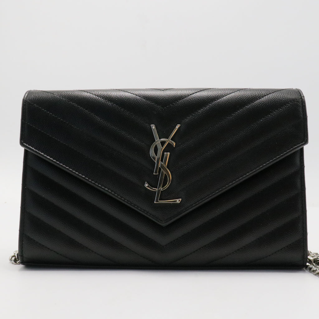 Classic Monogram Wallet on Chain Matelasse Chevron Leather Medium