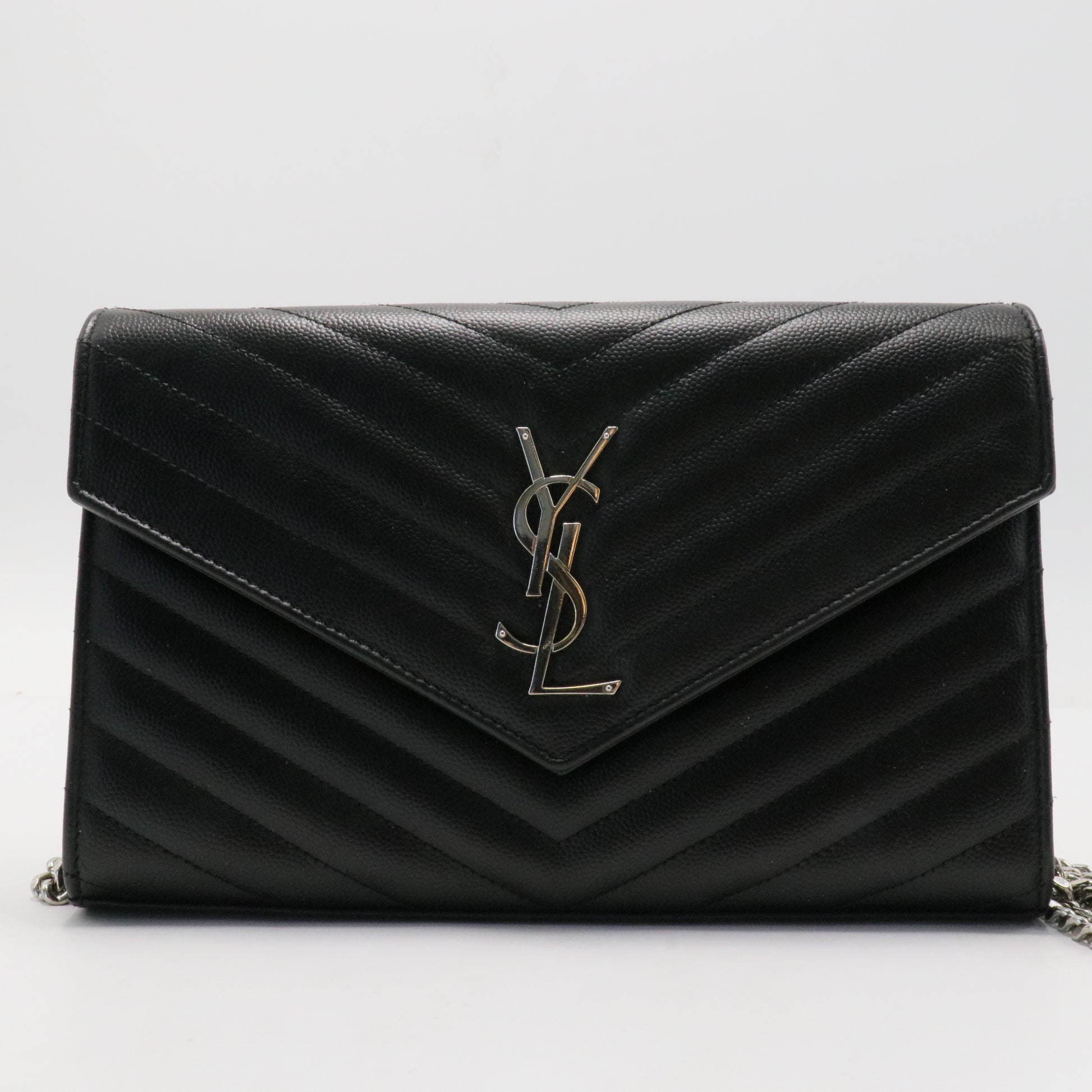 Classic Monogram Wallet on Chain Matelasse Chevron Leather Medium