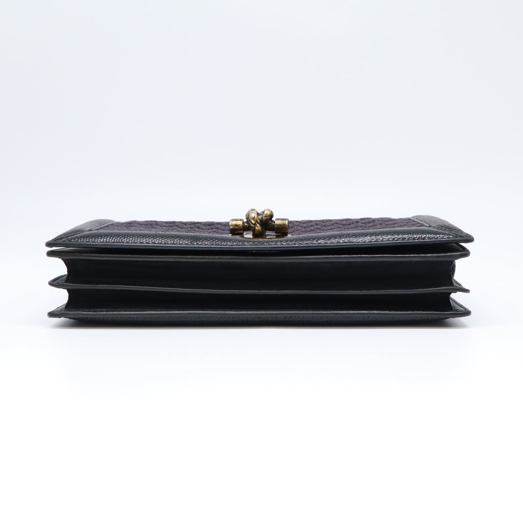 Intrecciato Clutch Knot Chain Shoulder Bag Wool Calfskin Snakeskin B22512