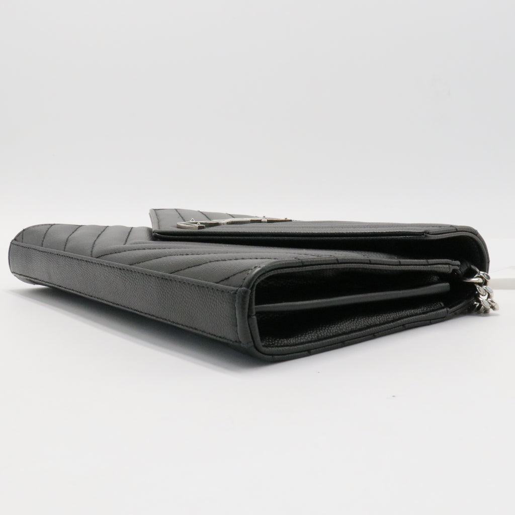Classic Monogram Wallet on Chain Matelasse Chevron Leather Medium