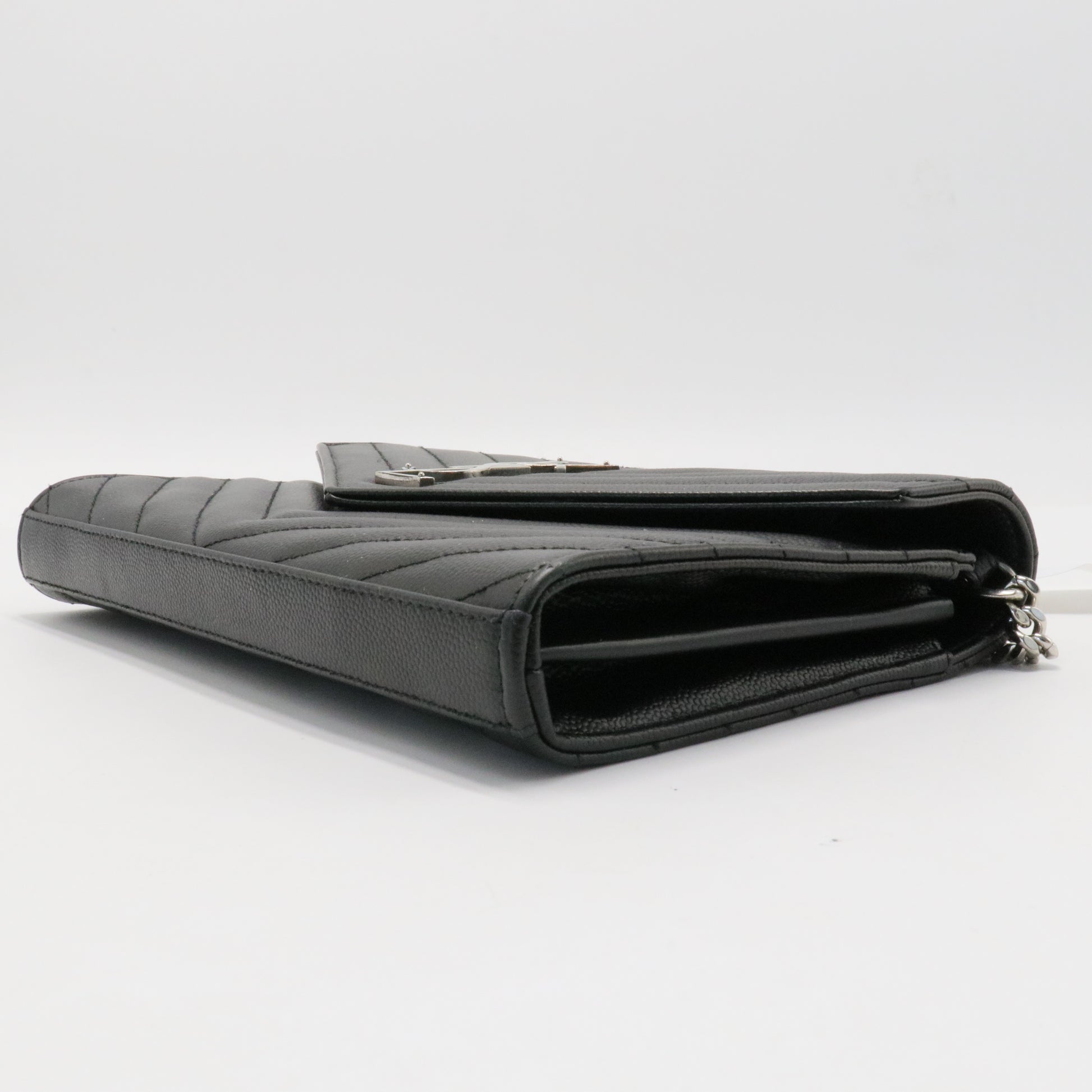 Classic Monogram Wallet on Chain Matelasse Chevron Leather Medium