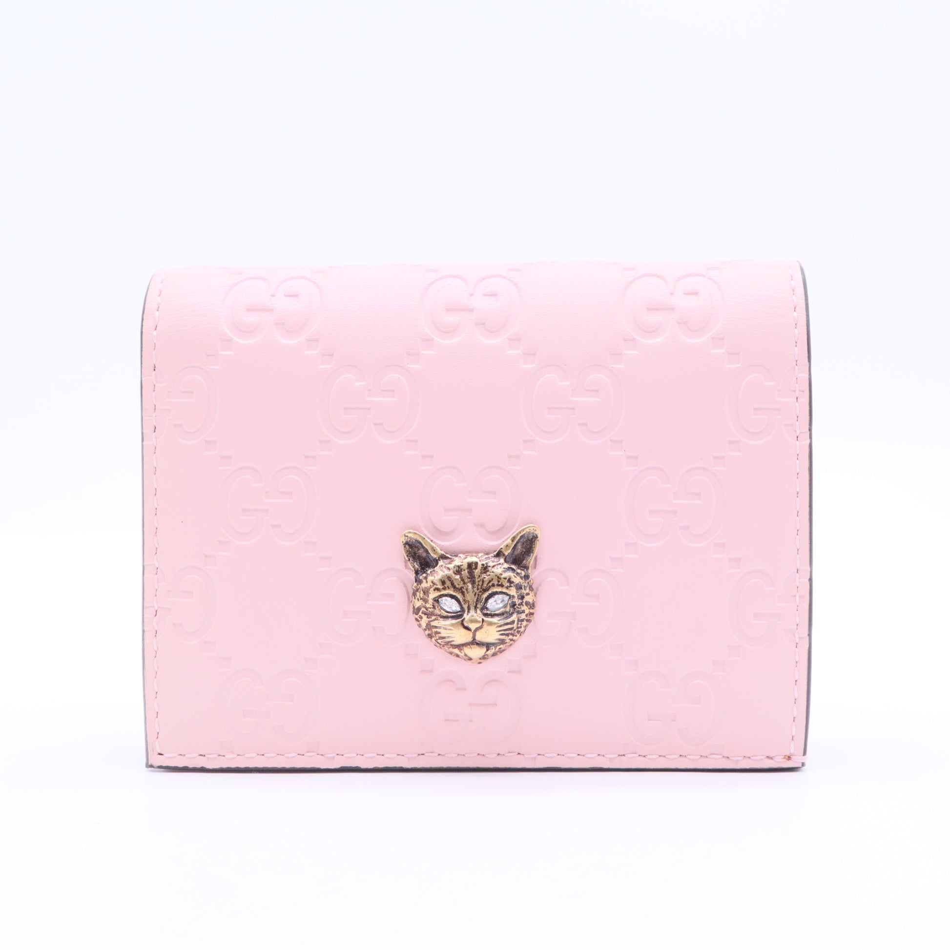 Guccissima Signature Crystal Cat Card Case Wallet