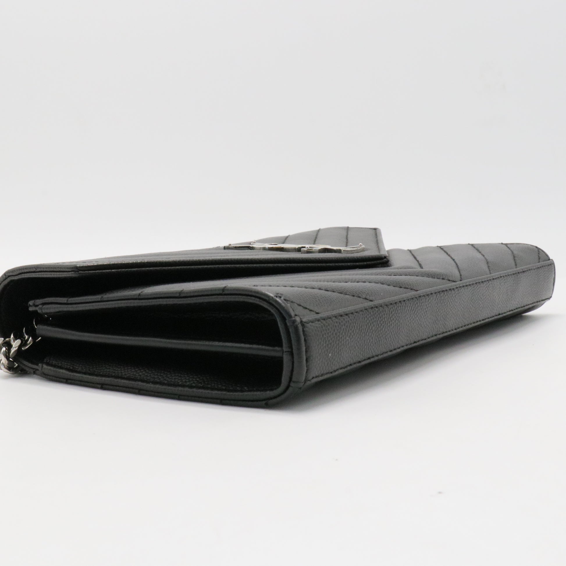 Classic Monogram Wallet on Chain Matelasse Chevron Leather Medium