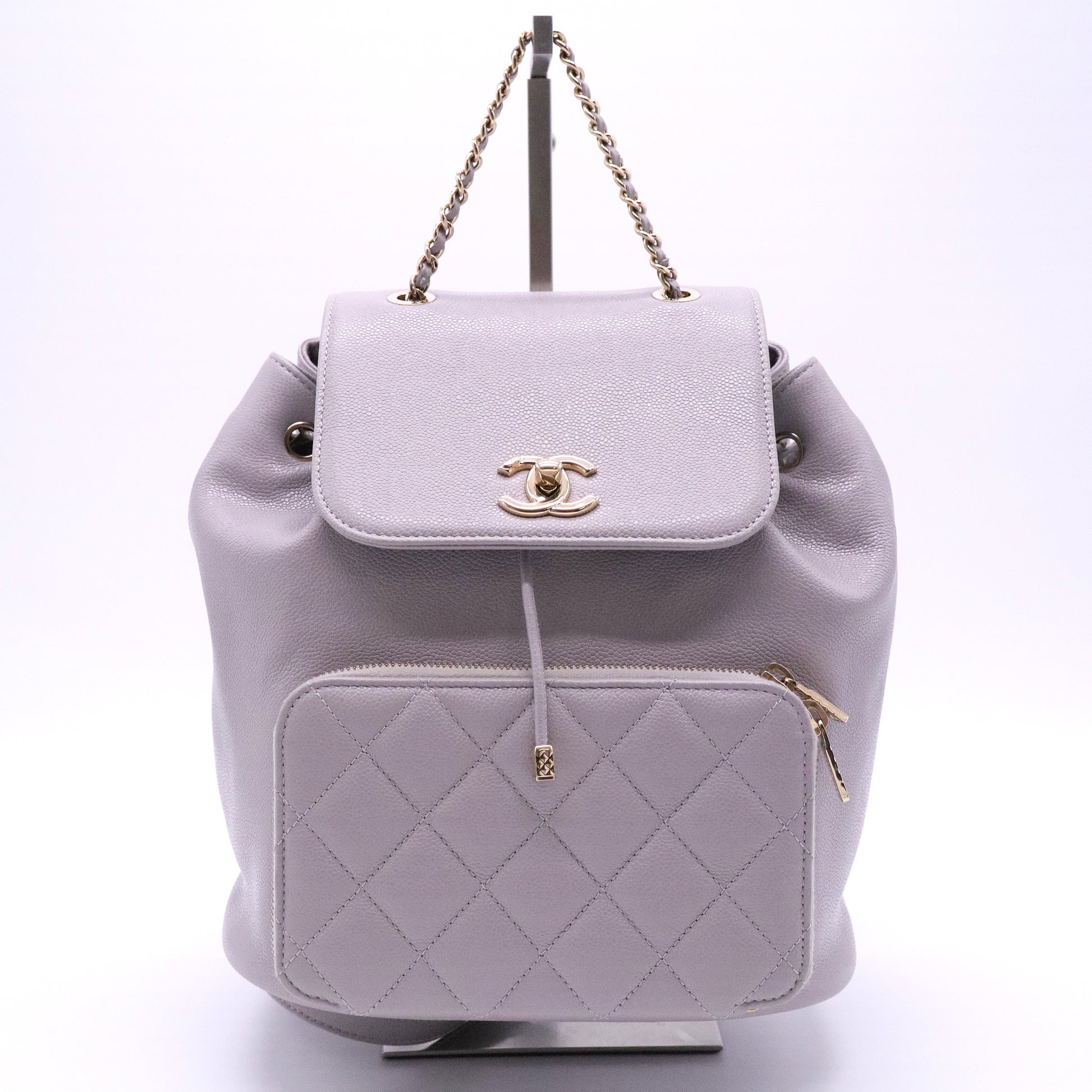 Caviar Quilted Business Affinity Backpack Grey