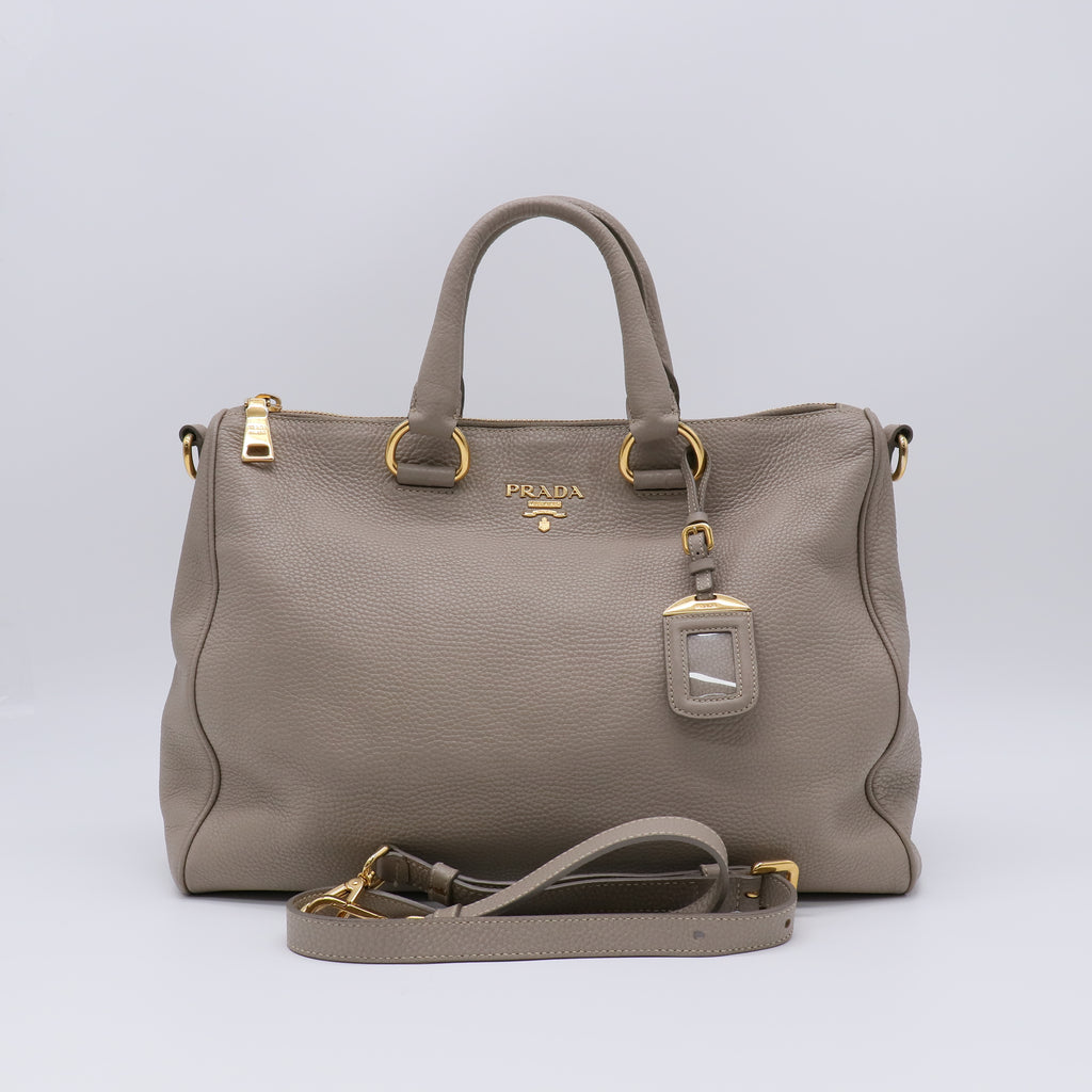 Prada Grafite Vitello Daino Leather Tote Bag B22254