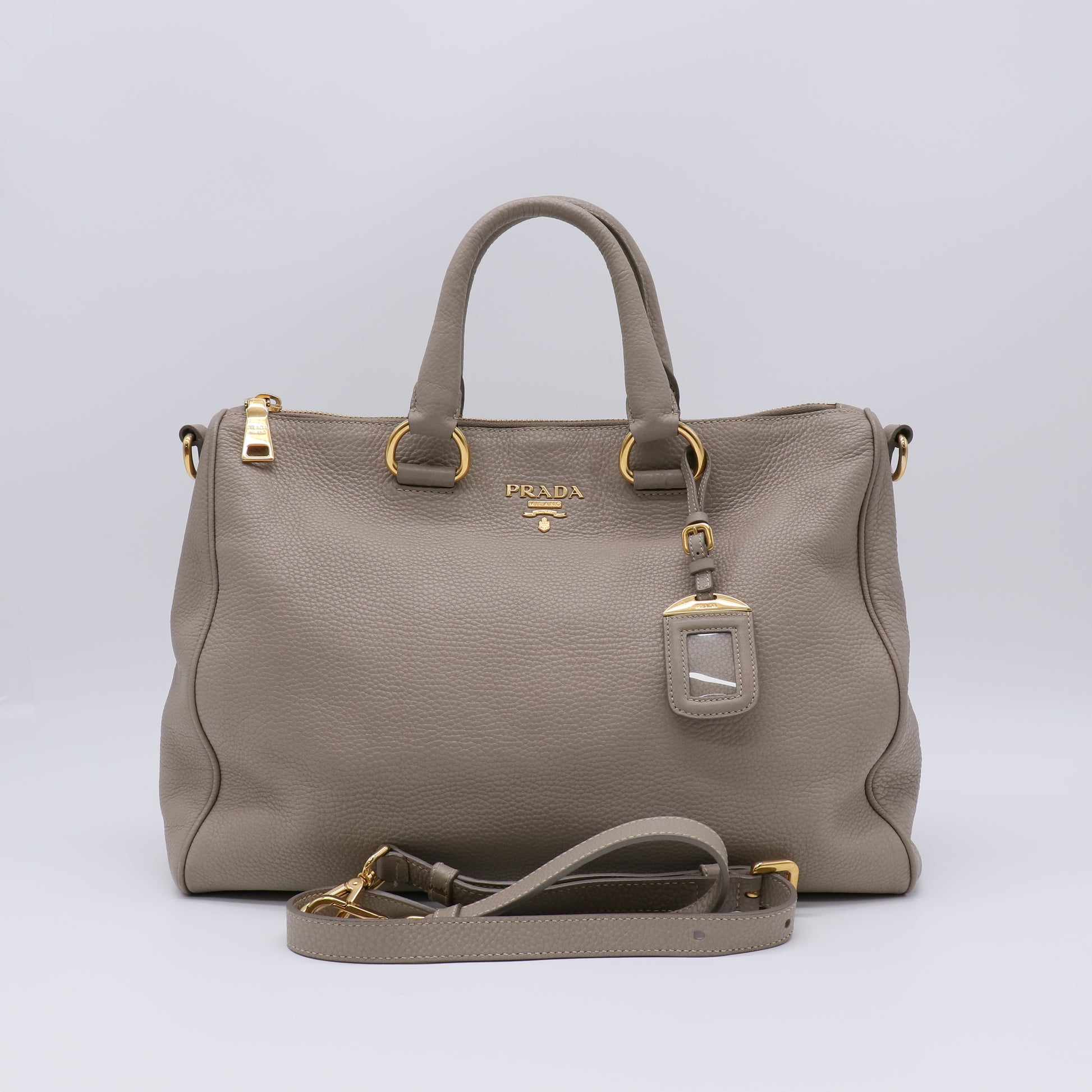 Prada Grafite Vitello Daino Leather Tote Bag B22254