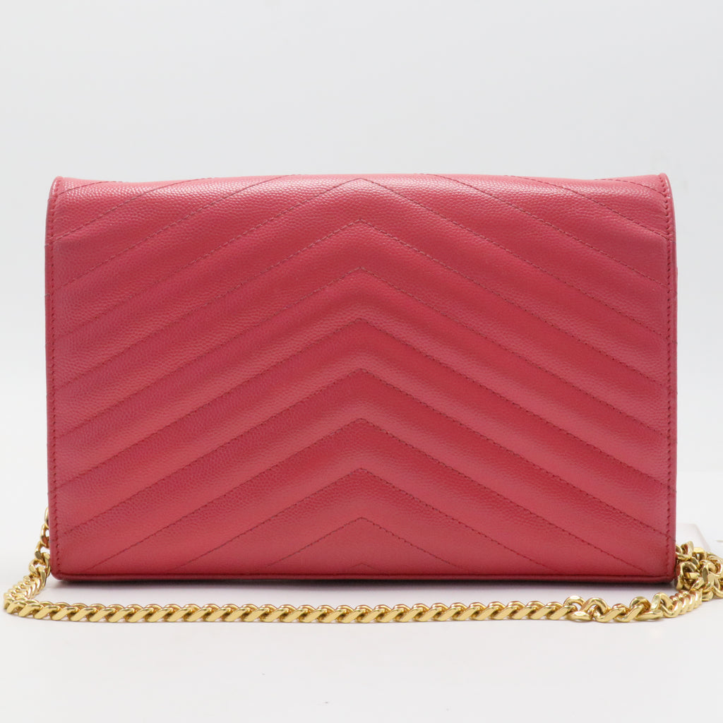 Classic Monogram Wallet on Chain Matelasse Chevron Leather Medium