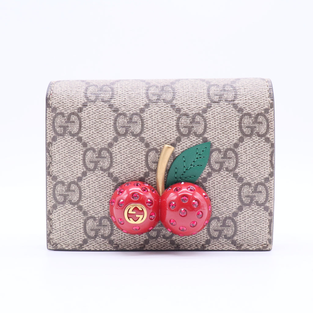 Monogram Cherry Embellished Card Case Wallet W11072