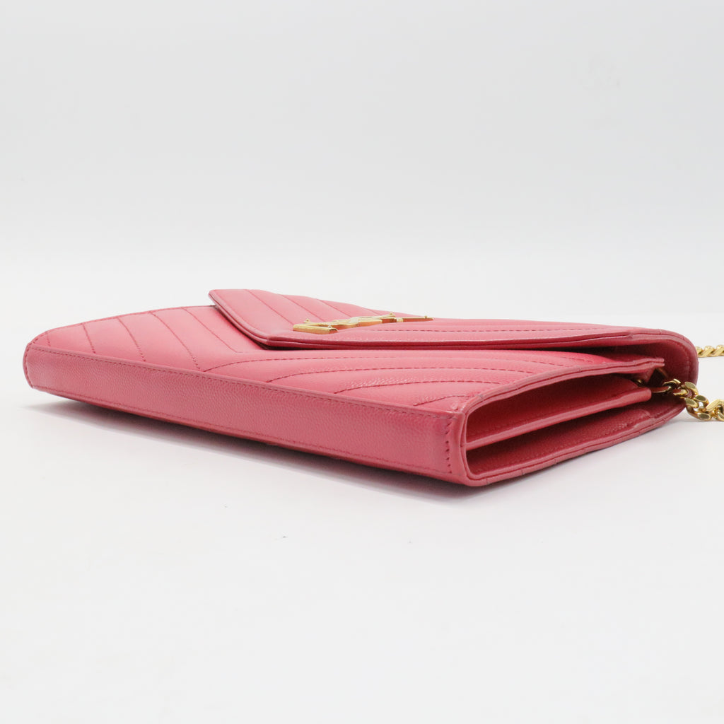 Classic Monogram Wallet on Chain Matelasse Chevron Leather Medium