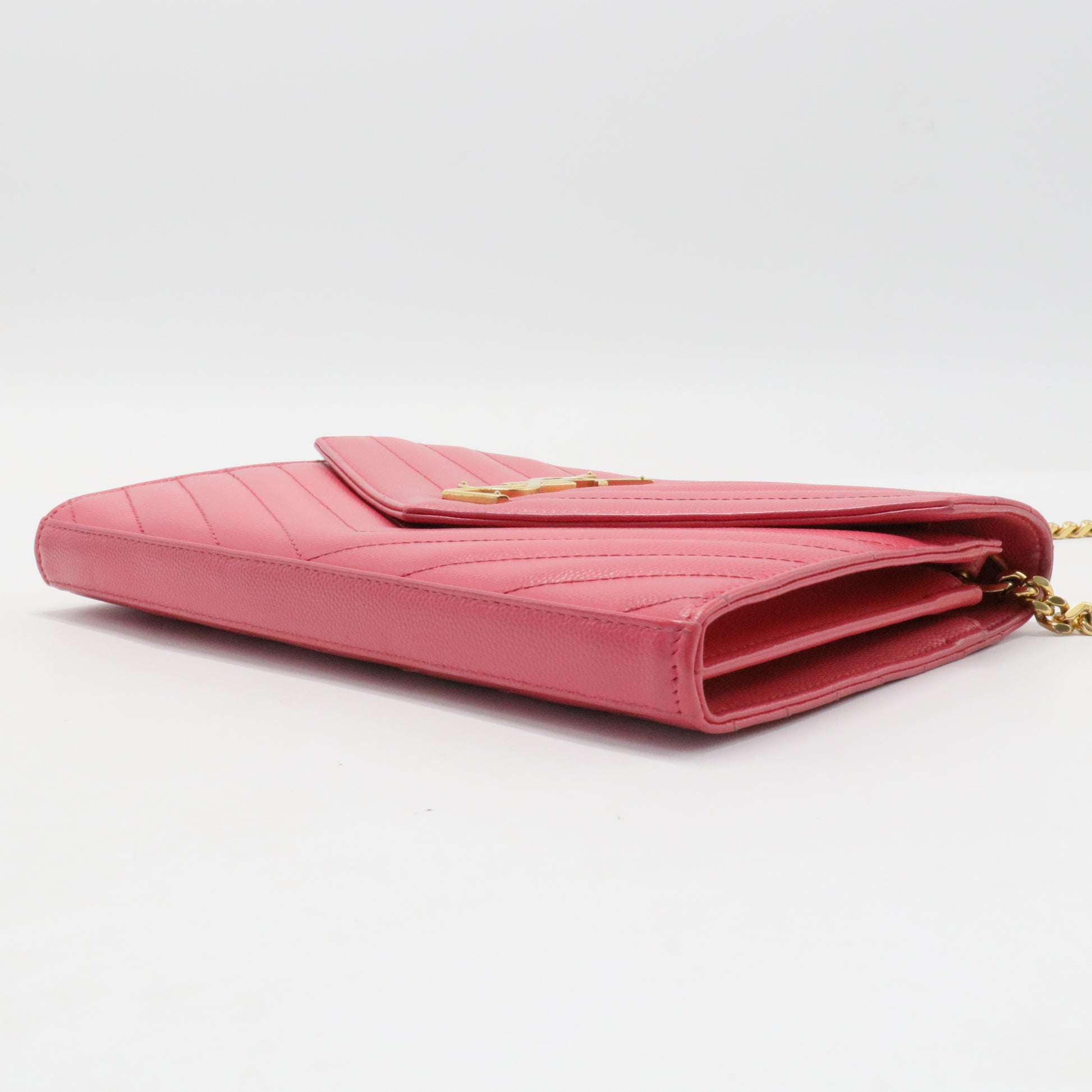 Classic Monogram Wallet on Chain Matelasse Chevron Leather Medium