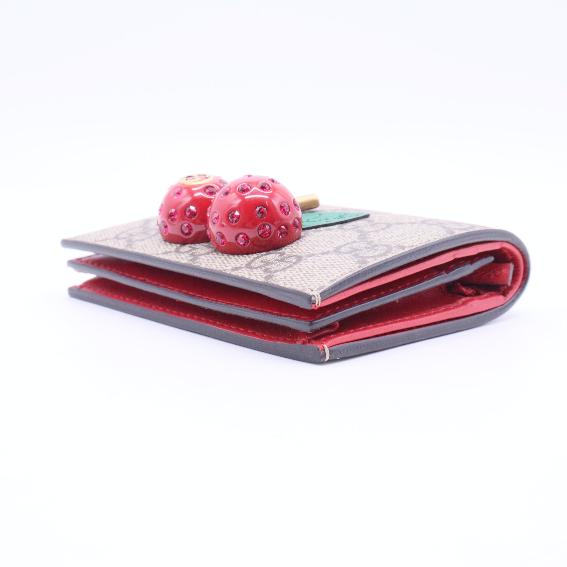 Monogram Cherry Embellished Card Case Wallet W11072