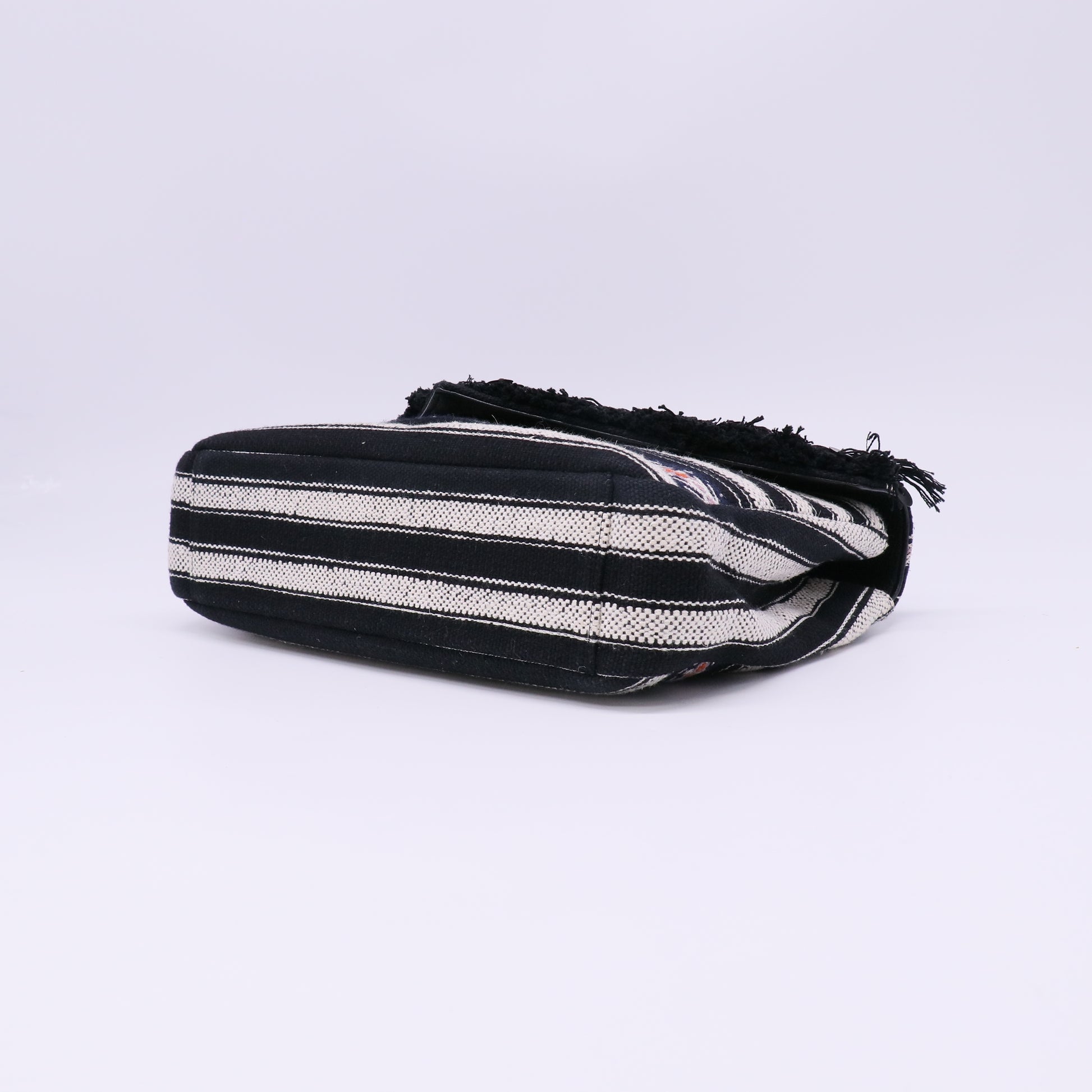 Berber Chevron Tassel Monogram Large College Bag Black