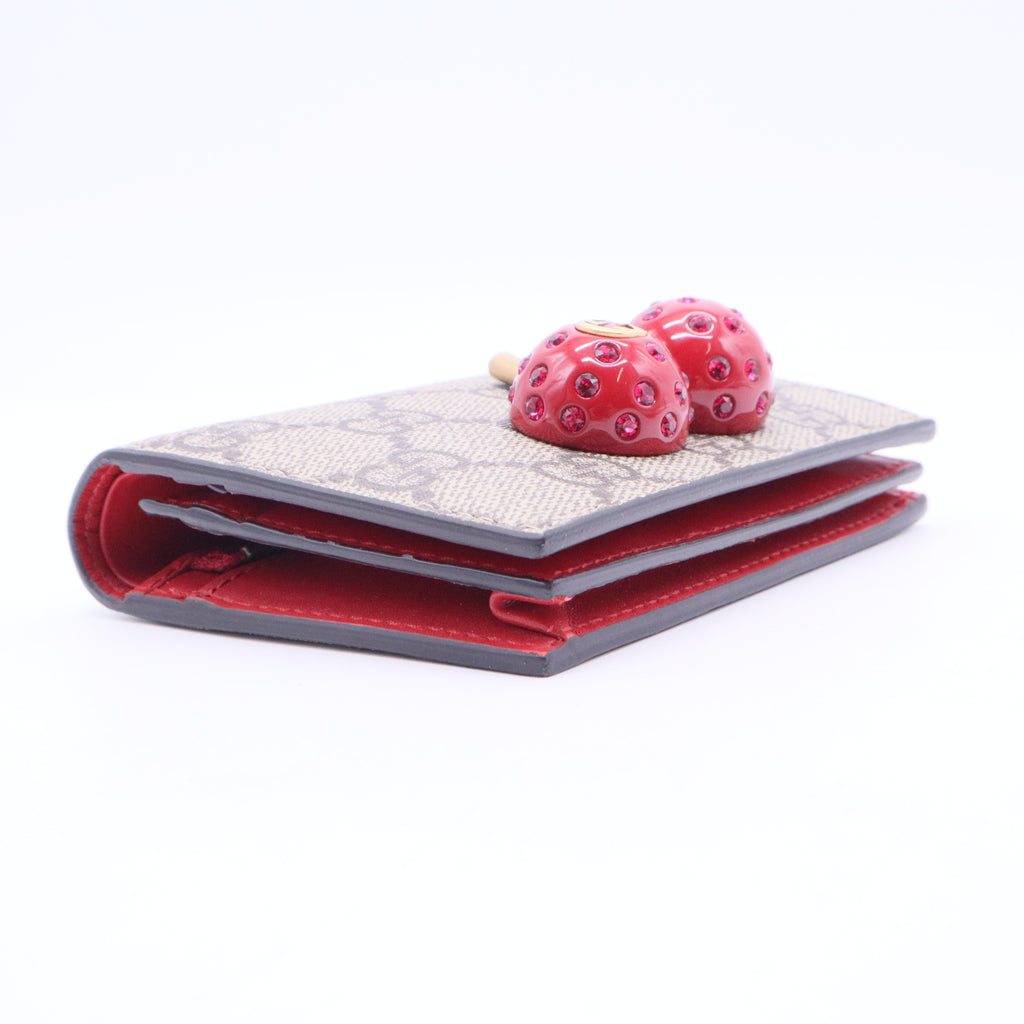 Monogram Cherry Embellished Card Case Wallet W11072