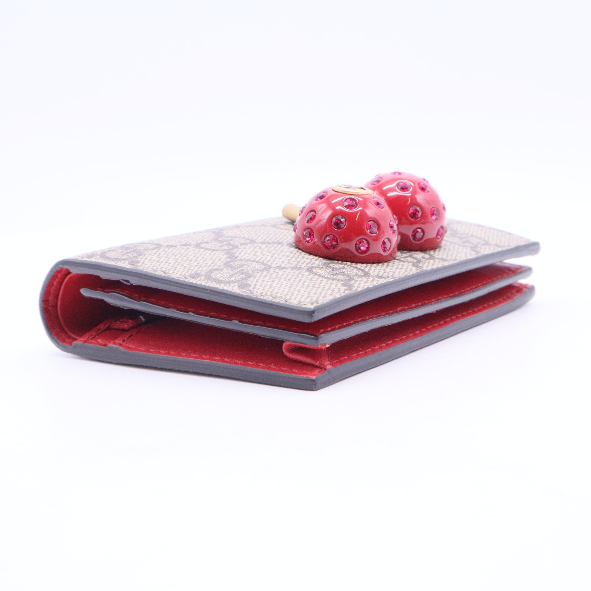 Monogram Cherry Embellished Card Case Wallet W11072