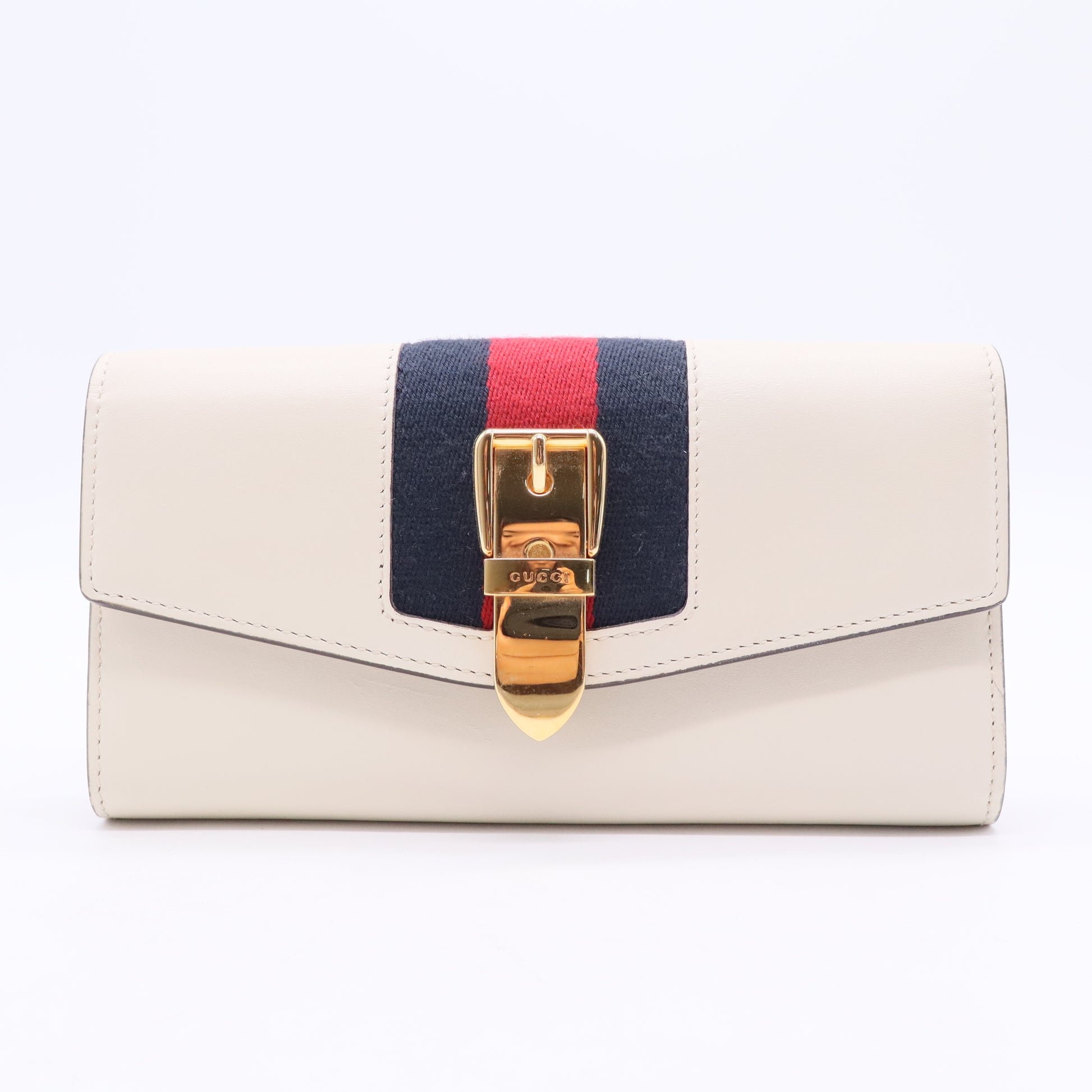 Sylvie Continental Long Bifold Wallet Purse Leather White