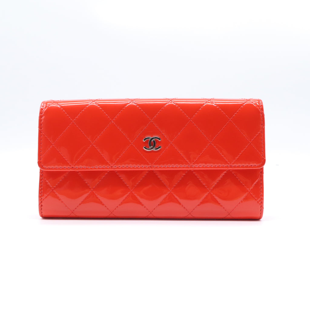 Chanel Patent Quilted Classic Flap Long Wallet W21730