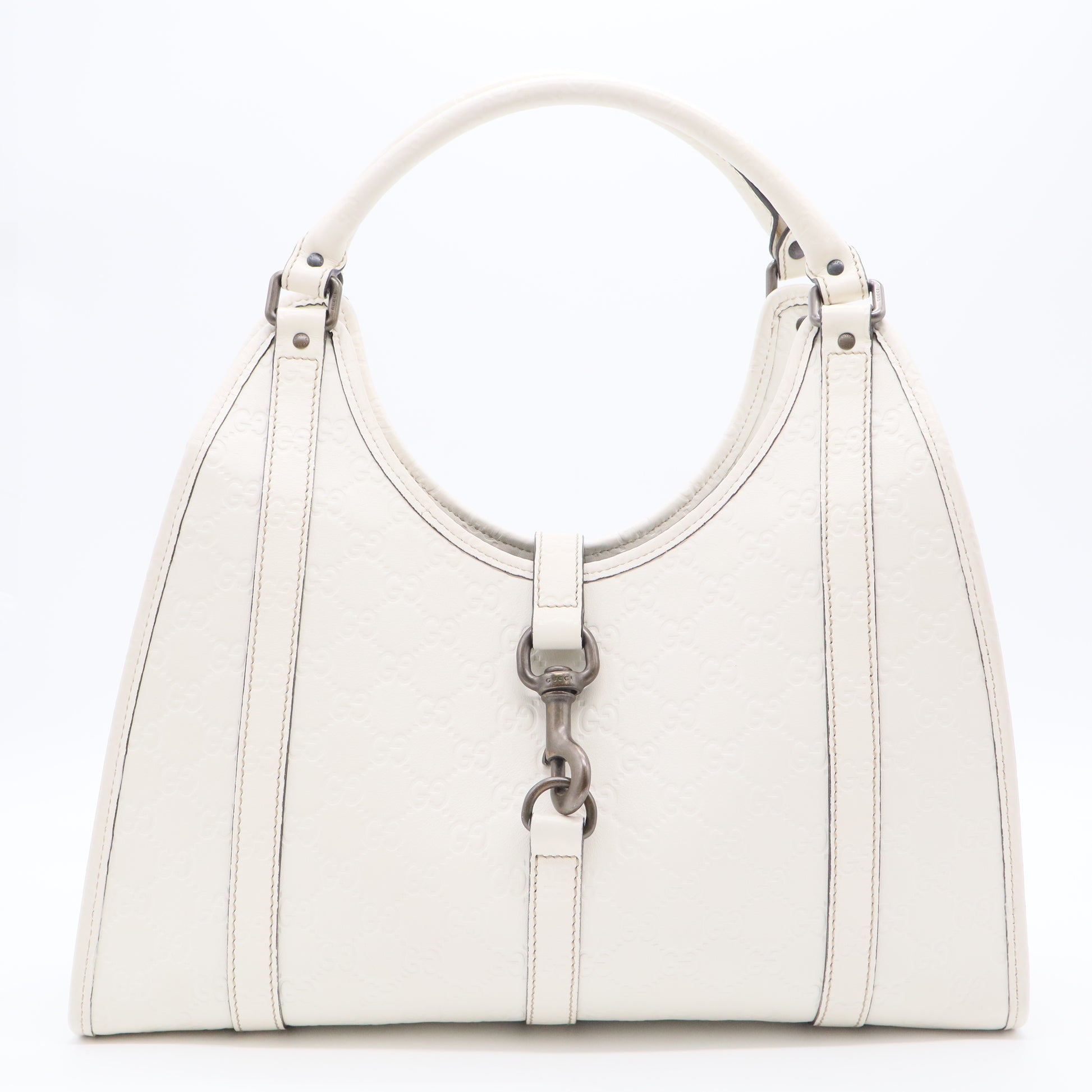 White Guccissima Jackie Bardot Handbag Cream