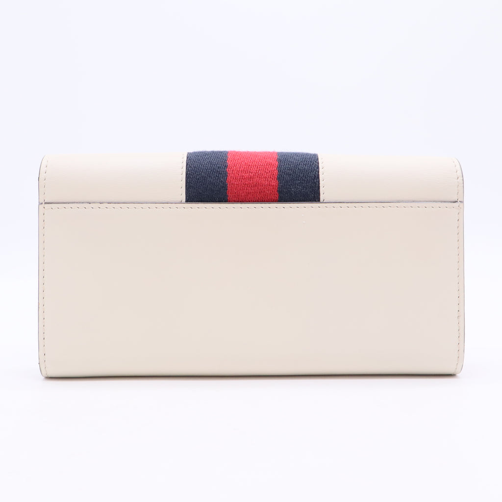 Sylvie Continental Long Bifold Wallet Purse Leather White