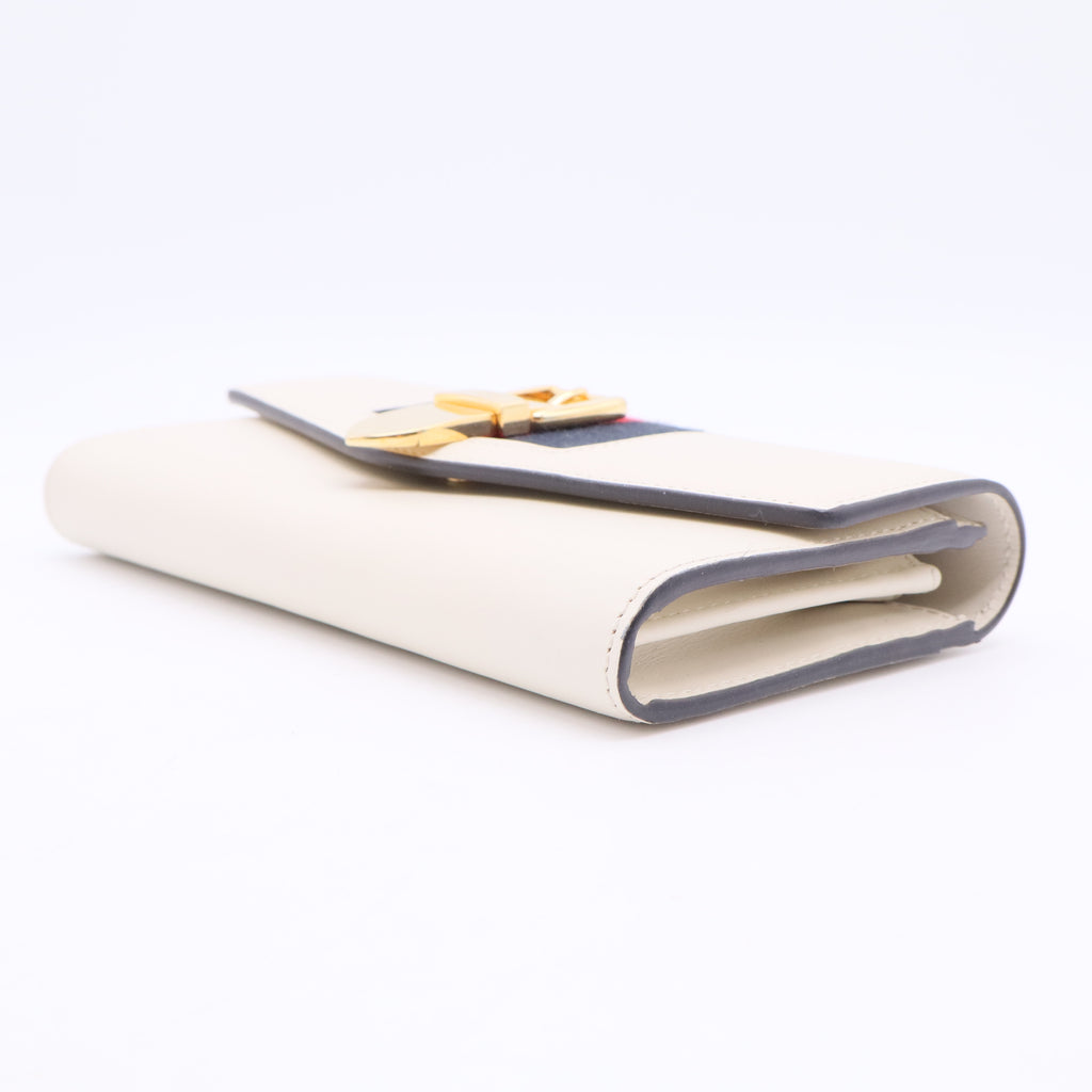 Sylvie Continental Long Bifold Wallet Purse Leather White