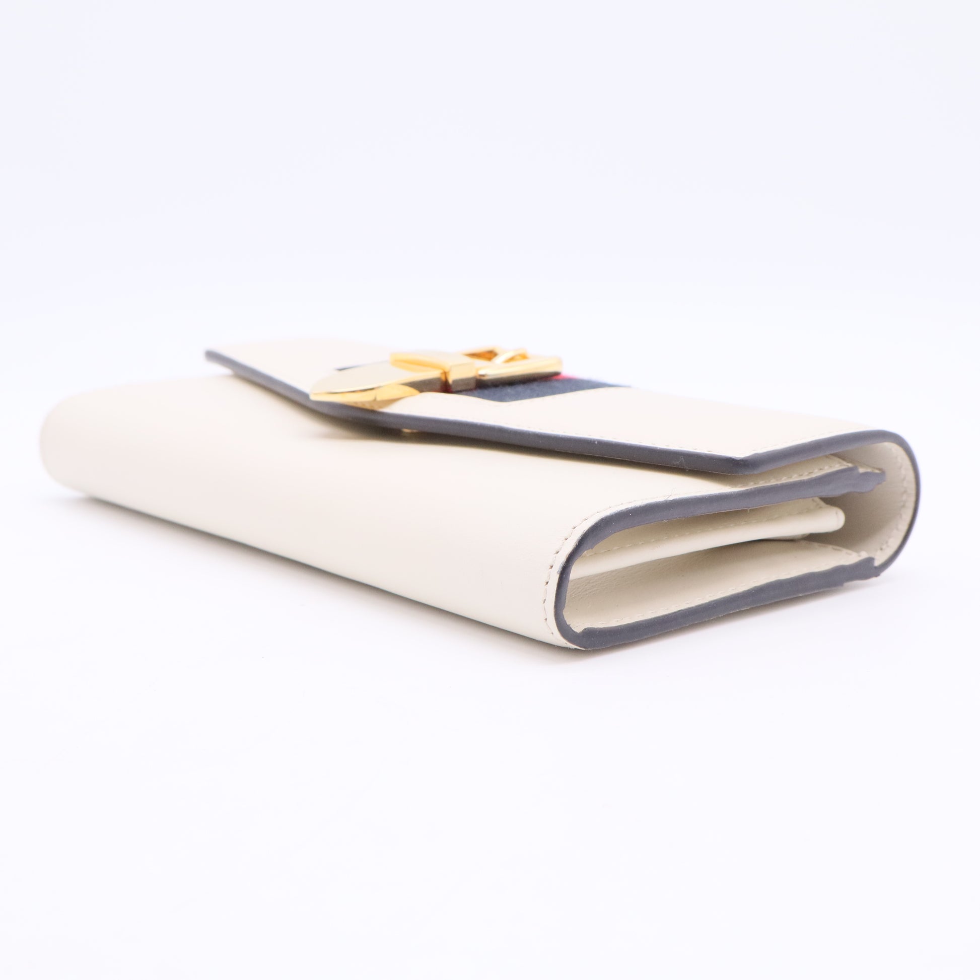 Sylvie Continental Long Bifold Wallet Purse Leather White