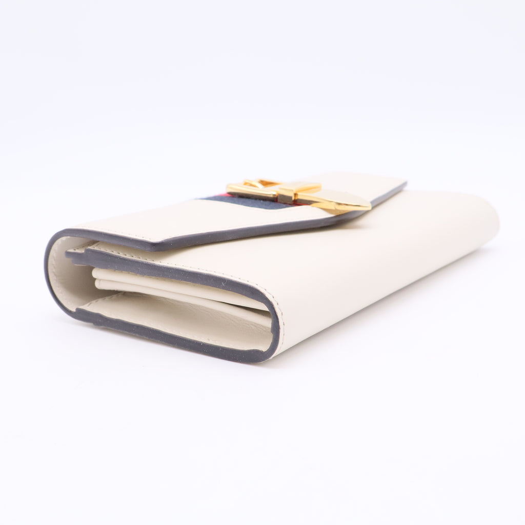Sylvie Continental Long Bifold Wallet Purse Leather White
