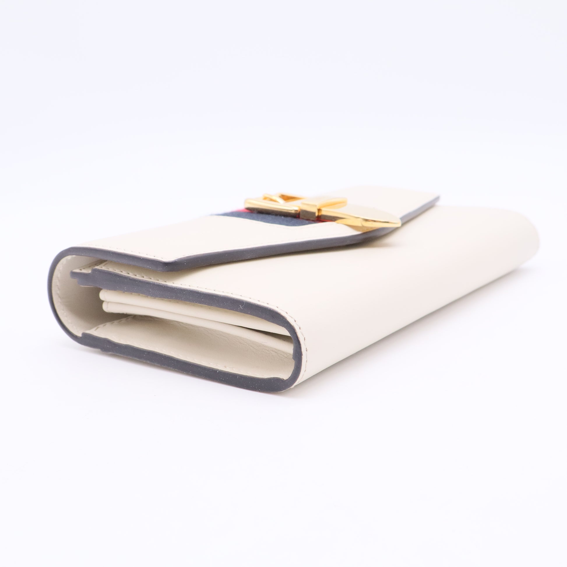 Sylvie Continental Long Bifold Wallet Purse Leather White