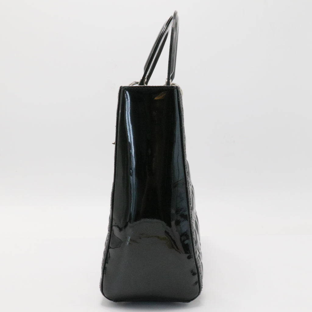Lady Dior Bag Cannage Quilt Patent Large
