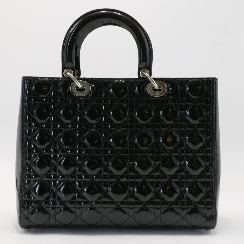 Lady Dior Bag Cannage Quilt Patent Large