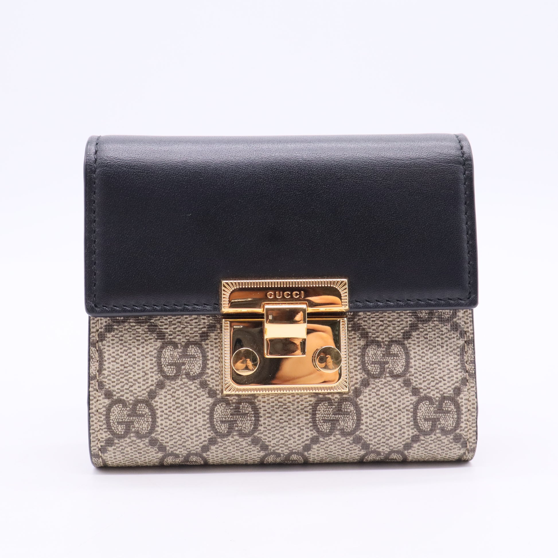 Padlock Flap Wallet GG Coated Canvas and Leather Small