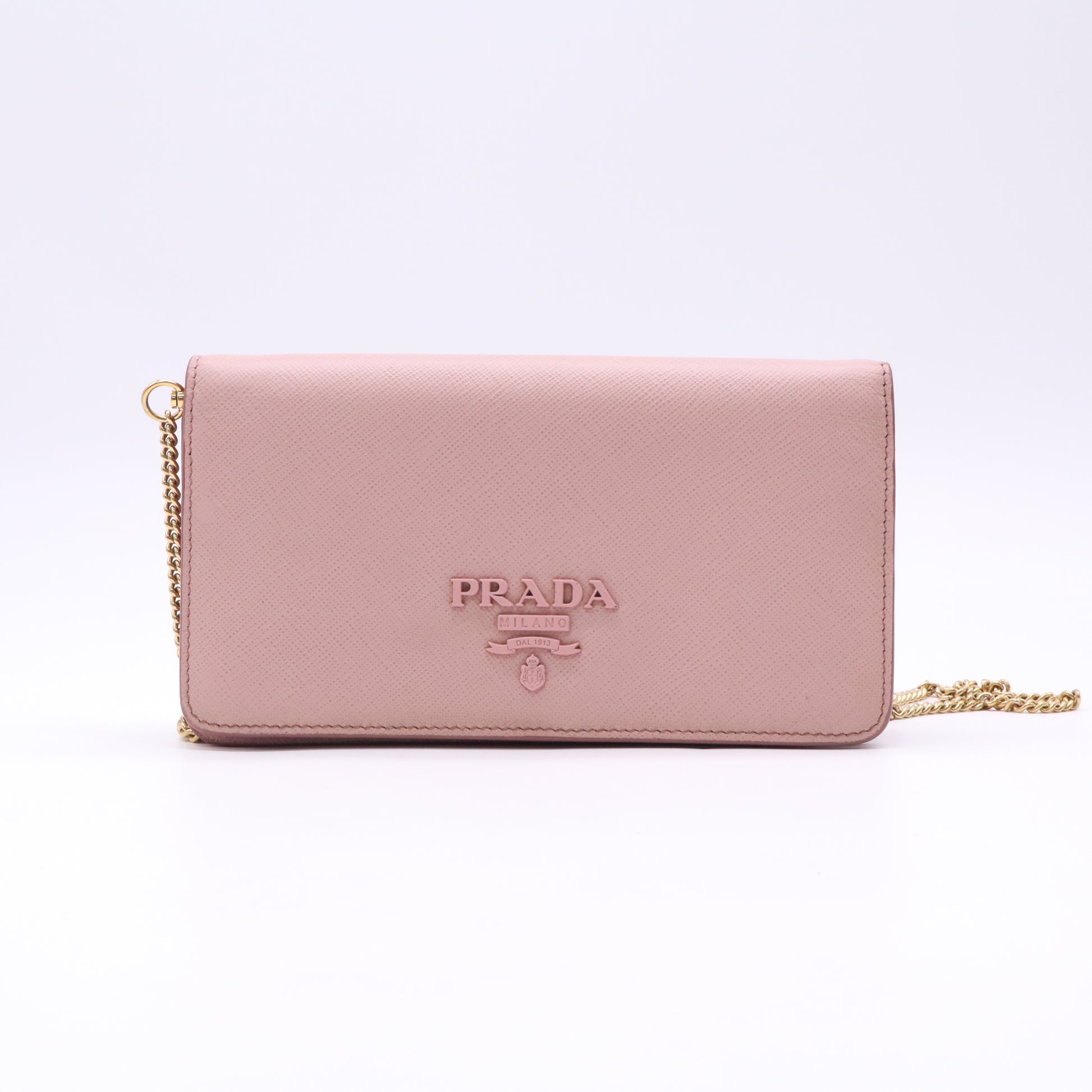 Light Pink Saffiano Leather Wallet On Chain B23373