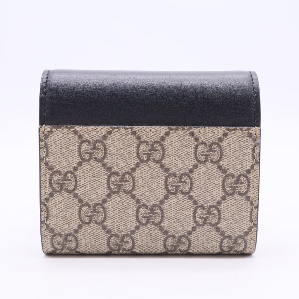 Padlock Flap Wallet GG Coated Canvas and Leather Small