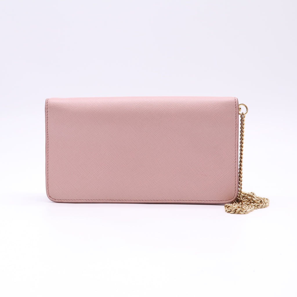 Light Pink Saffiano Leather Wallet On Chain B23373