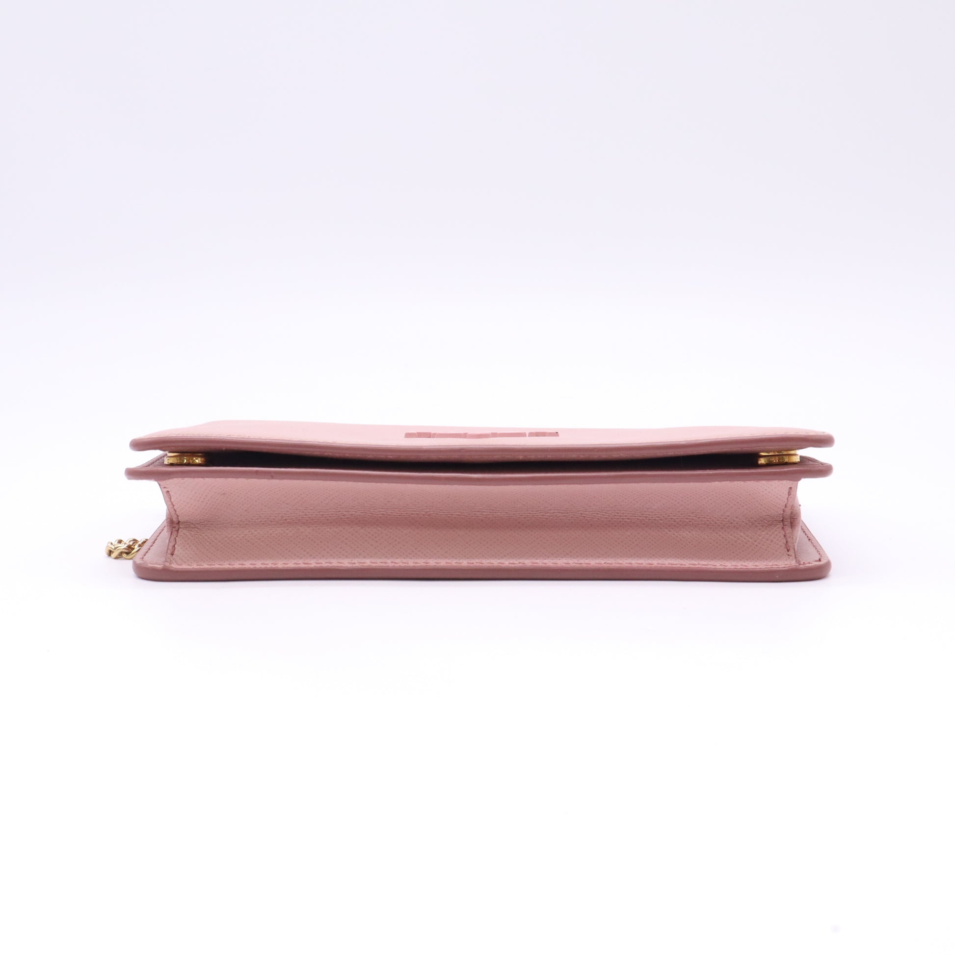 Light Pink Saffiano Leather Wallet On Chain B23373
