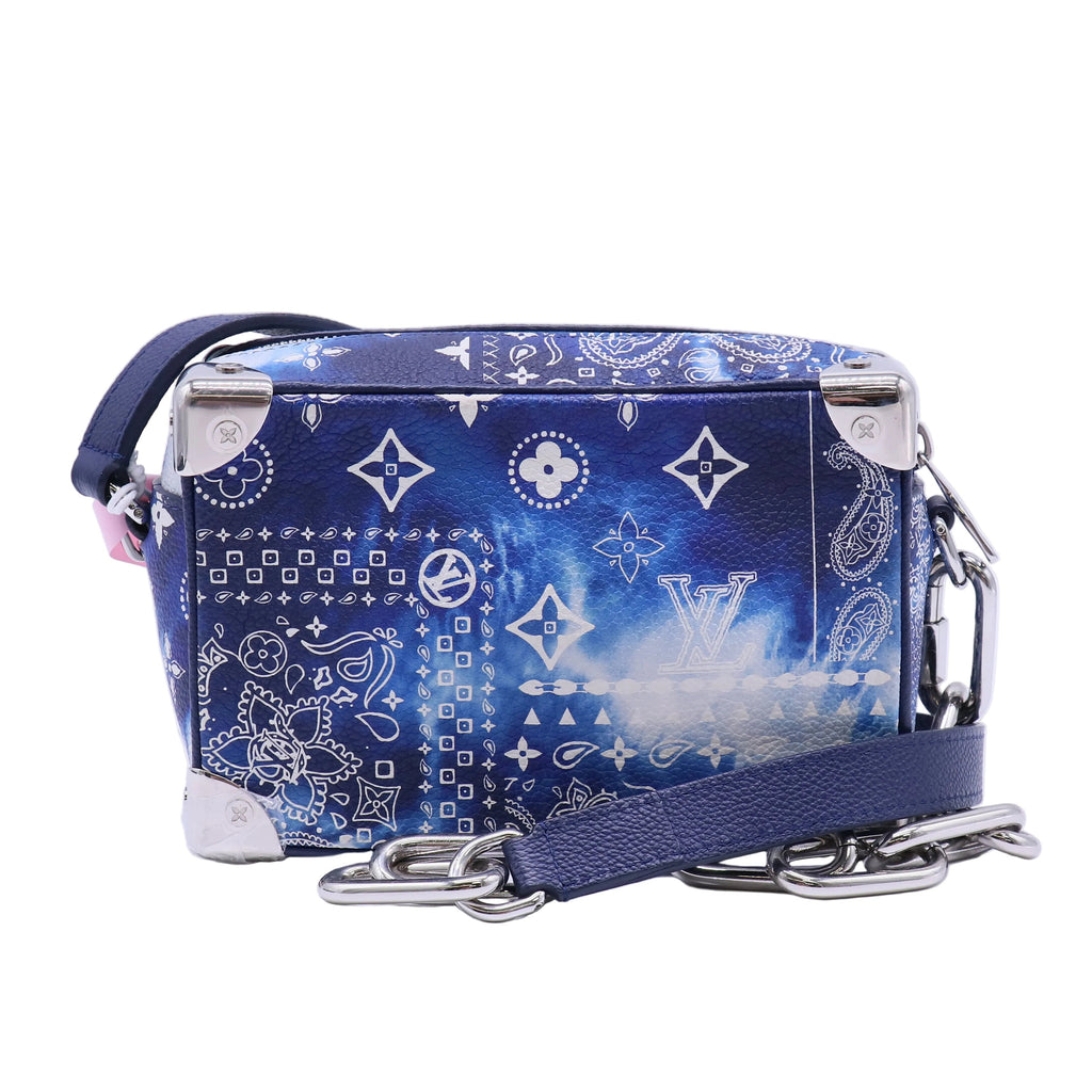 Louis Vuitton Cowhide Monogram Bandana Mini Soft Trunk Blue Twins LDJ4249