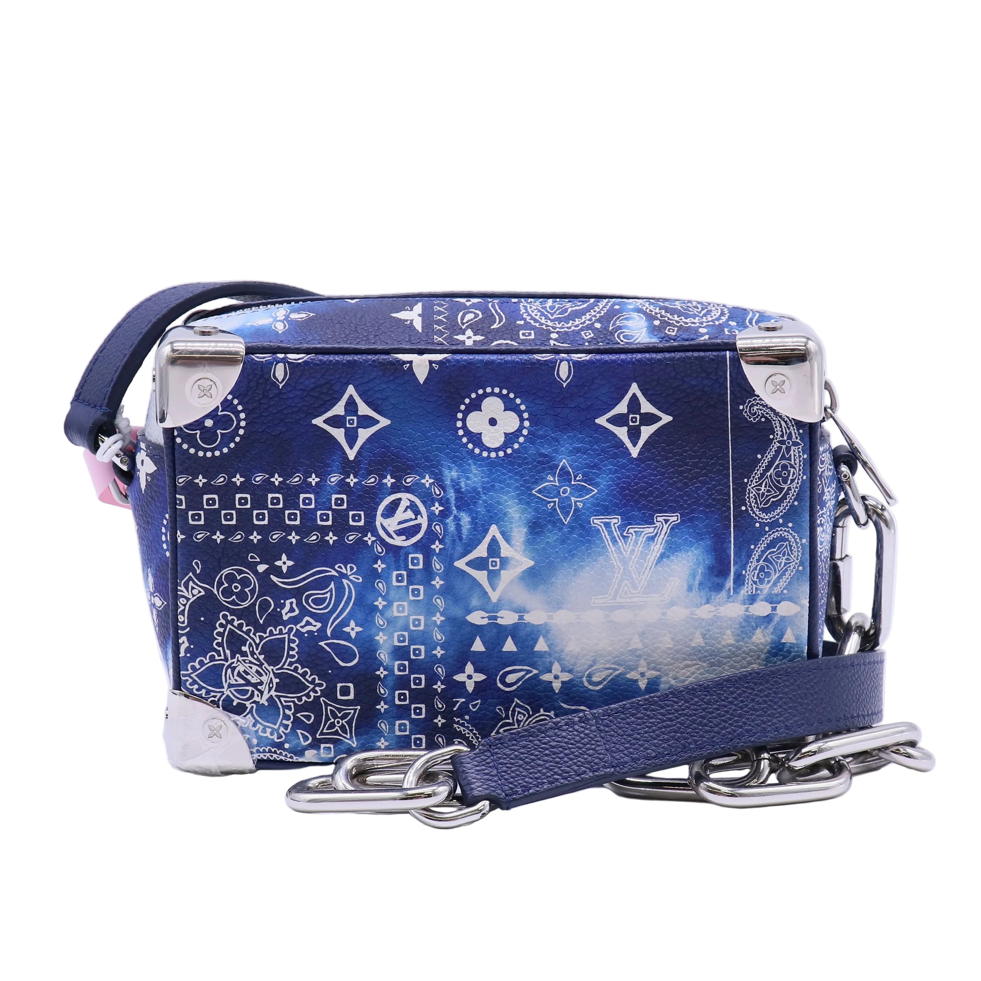 Louis Vuitton Cowhide Monogram Bandana Mini Soft Trunk Blue Twins LDJ4249