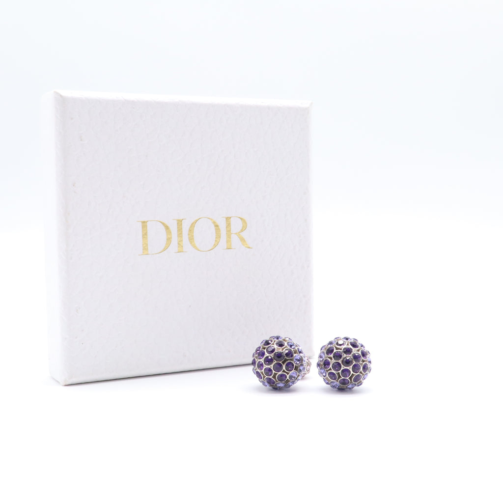 Dior Crystal Honeycomb Disco Ball Stud Earrings W21715