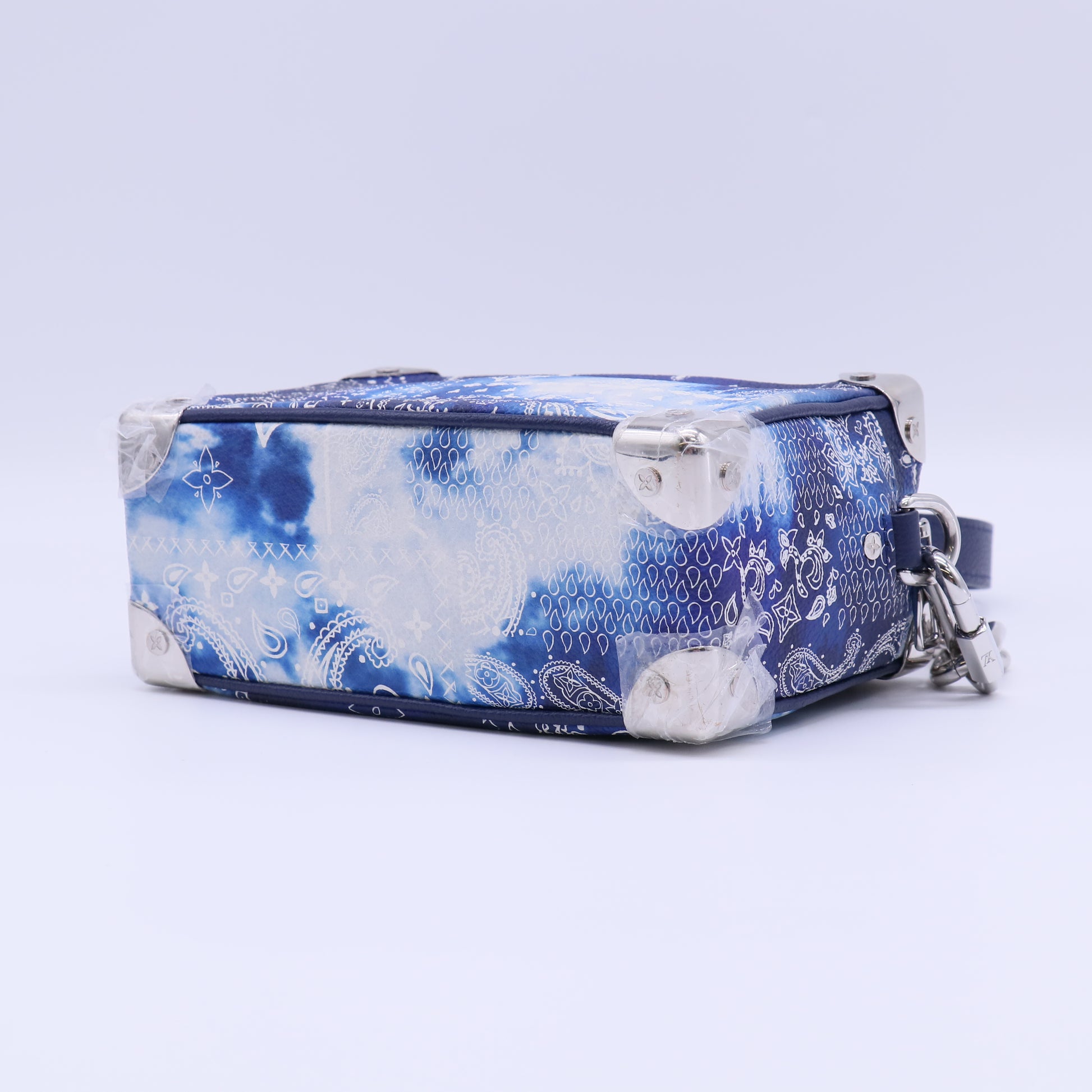 Louis Vuitton Cowhide Monogram Bandana Mini Soft Trunk Blue Twins LDJ4249